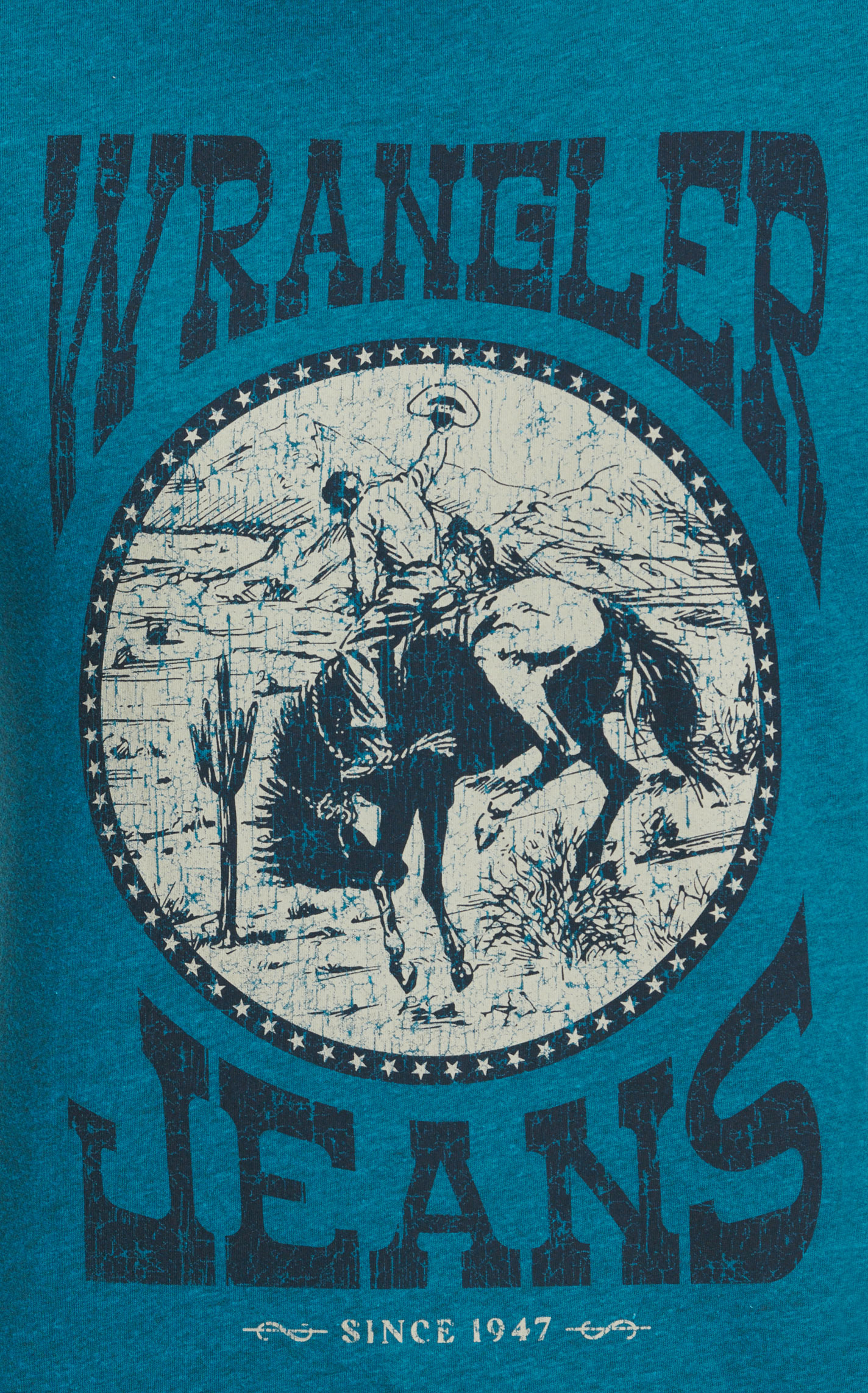 Wrangler Men's Teal Bronc & Rider Desert Graphic T-Shirt - Image 1