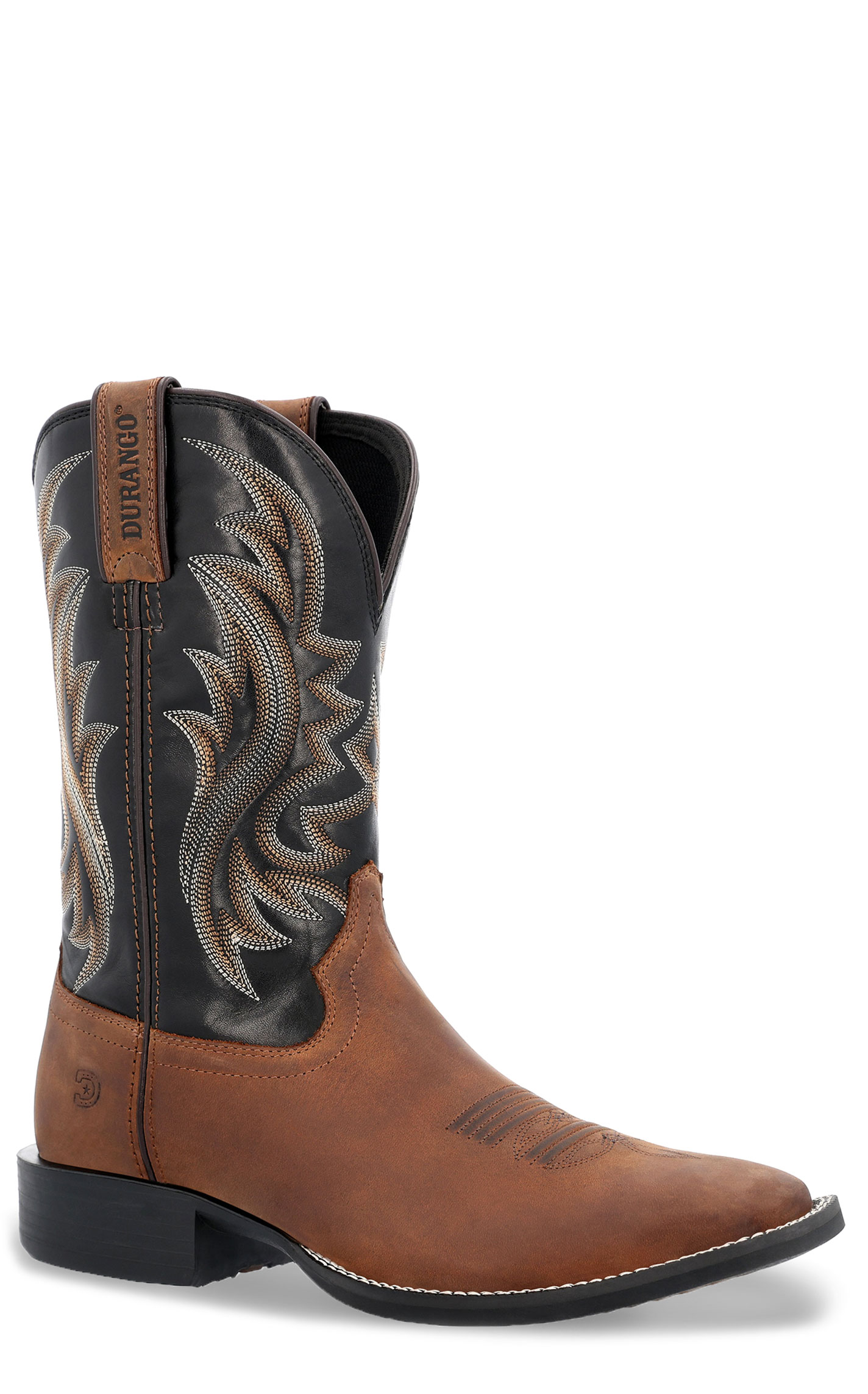 Durango Men’s Dark Brown & Black Shylo Wide Square Toe Cowboy Boots - Image 6
