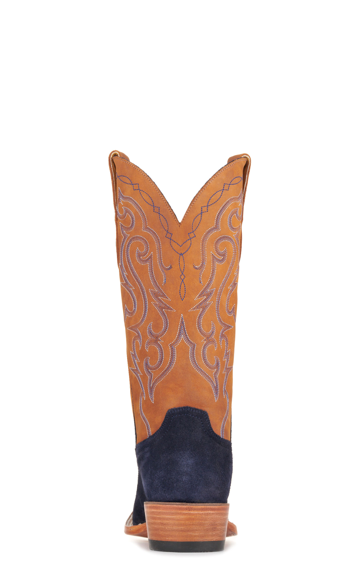 Cavender's Men's Indigo Blue Roughout and Rust Punchy Square Toe Cowboy Boots - Image 1