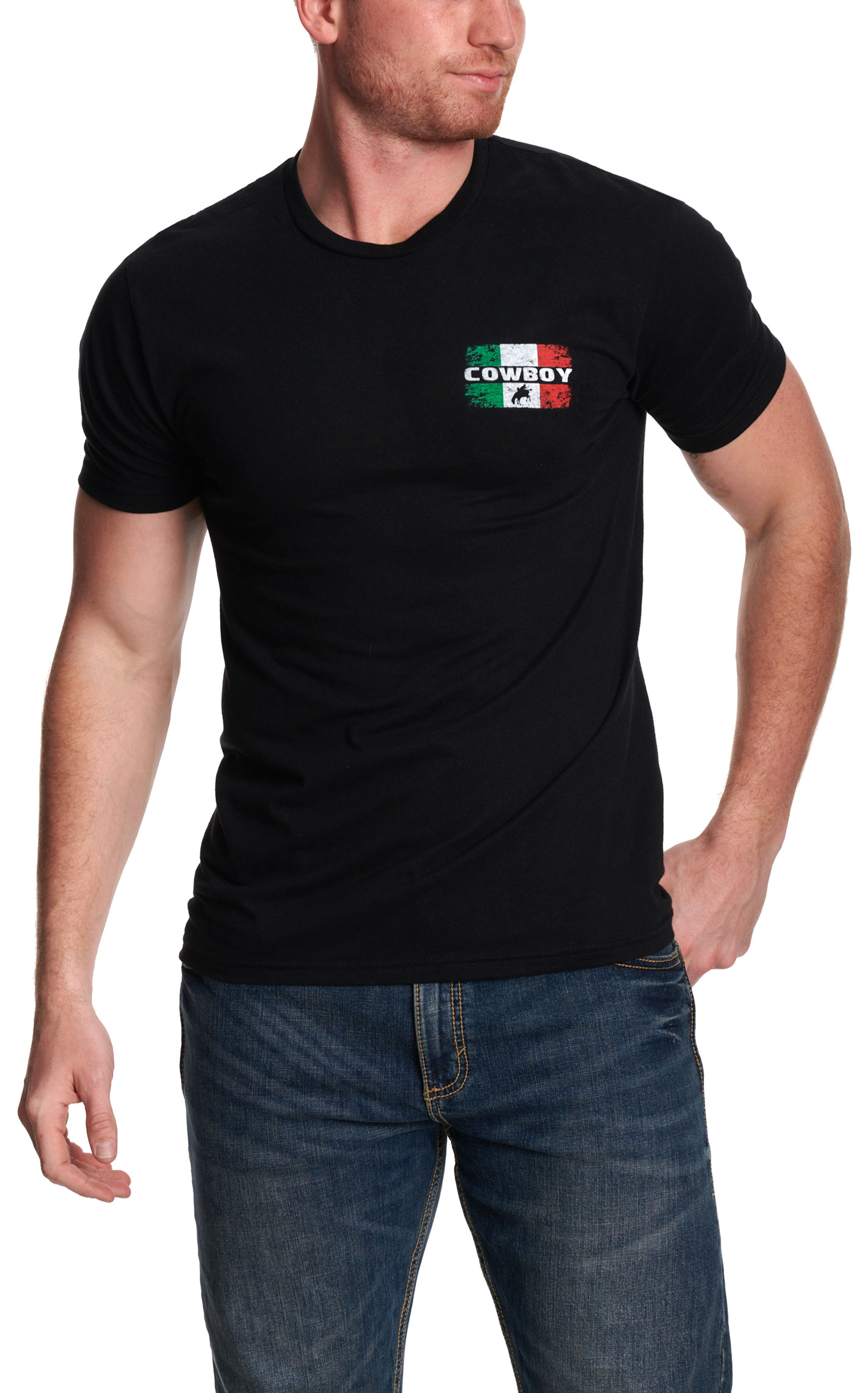 Cowboy Hardware Men's Black Cowboy Mexican Flag T-Shirt - Image 1