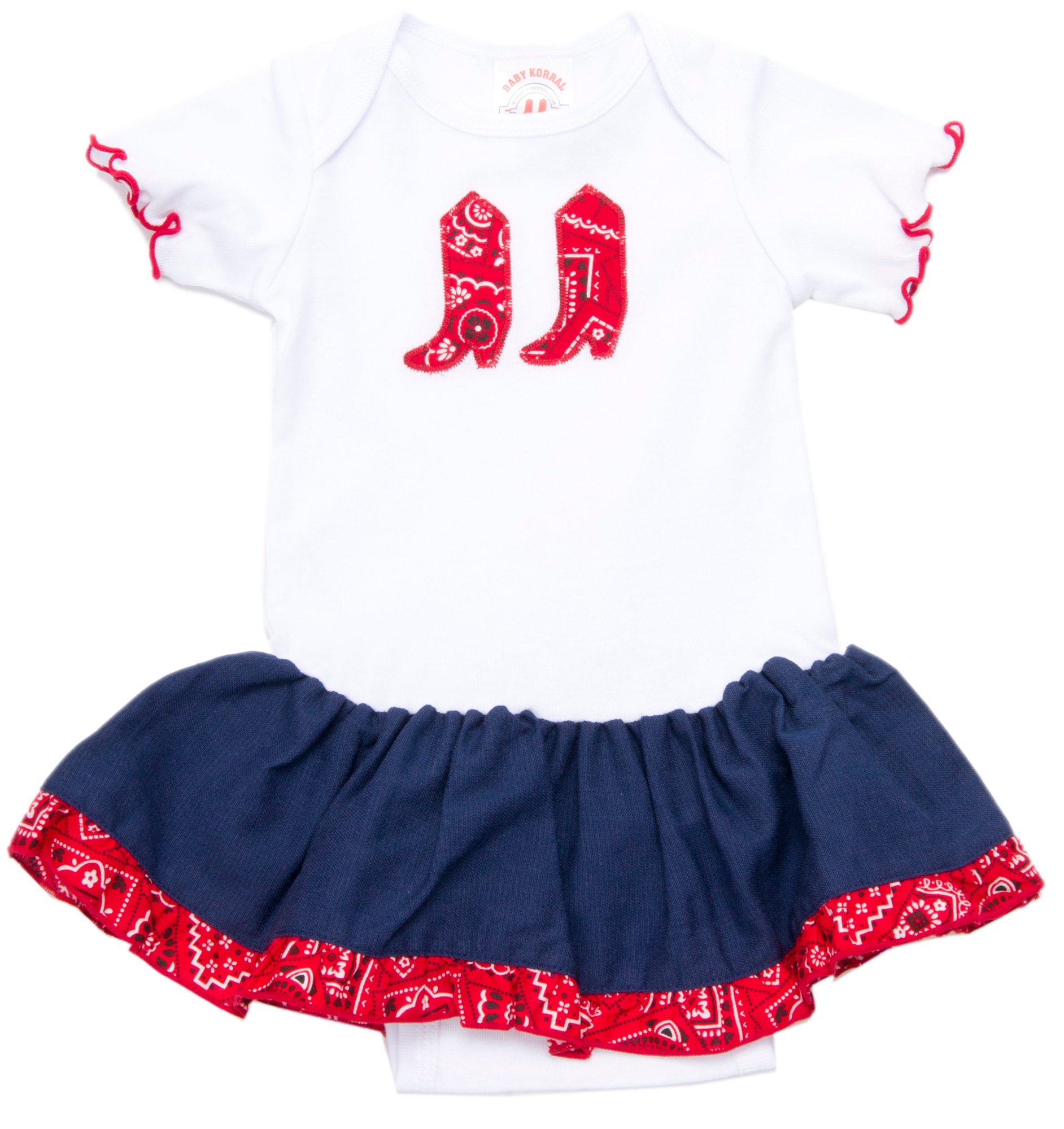 Kiddie Korral Girls' White and Red Bandana Onesie - Image 1