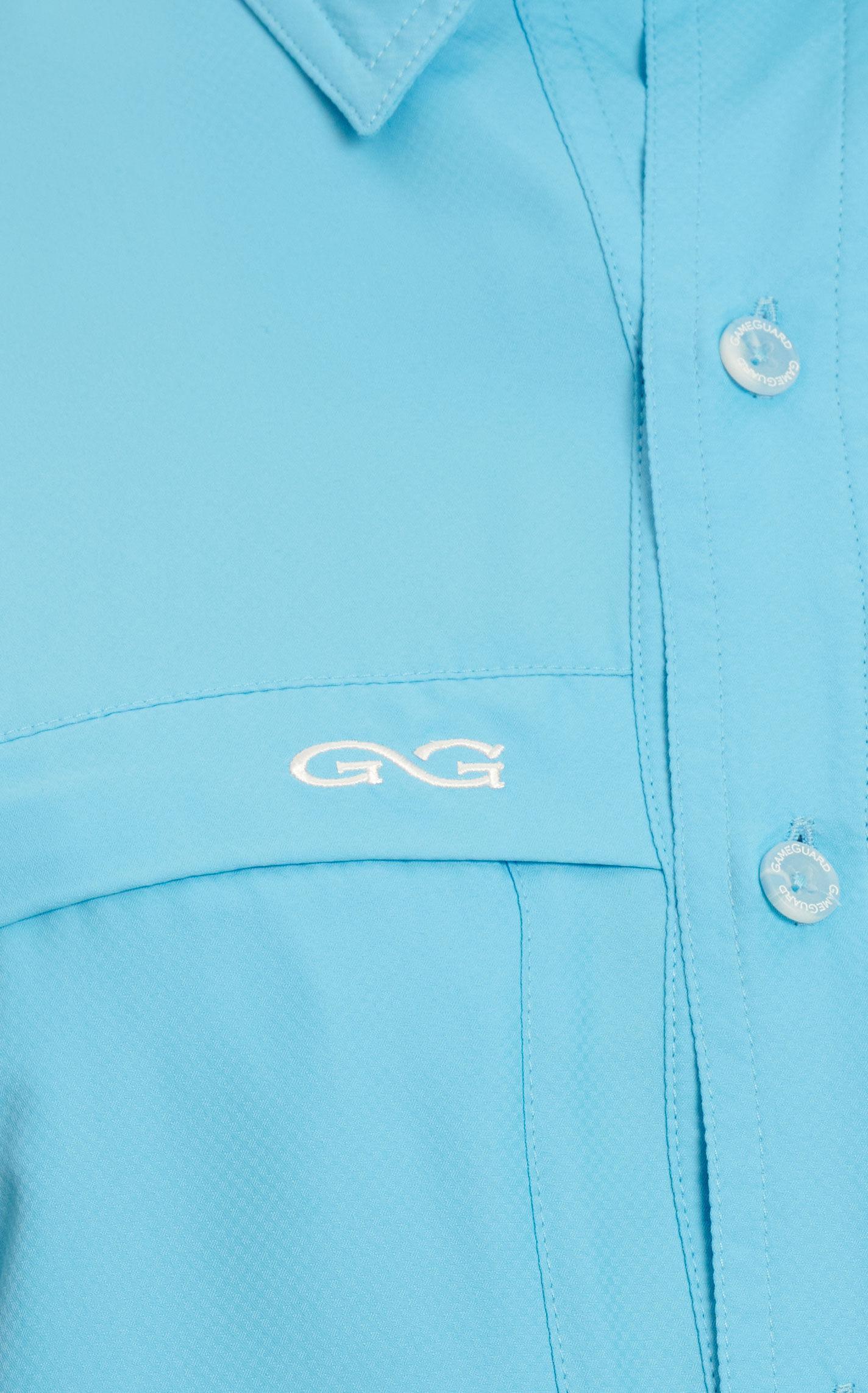 GameGuard Outdoors Men's Bright Ocean Blue MicroFiber Fishing Shirt - Image 1