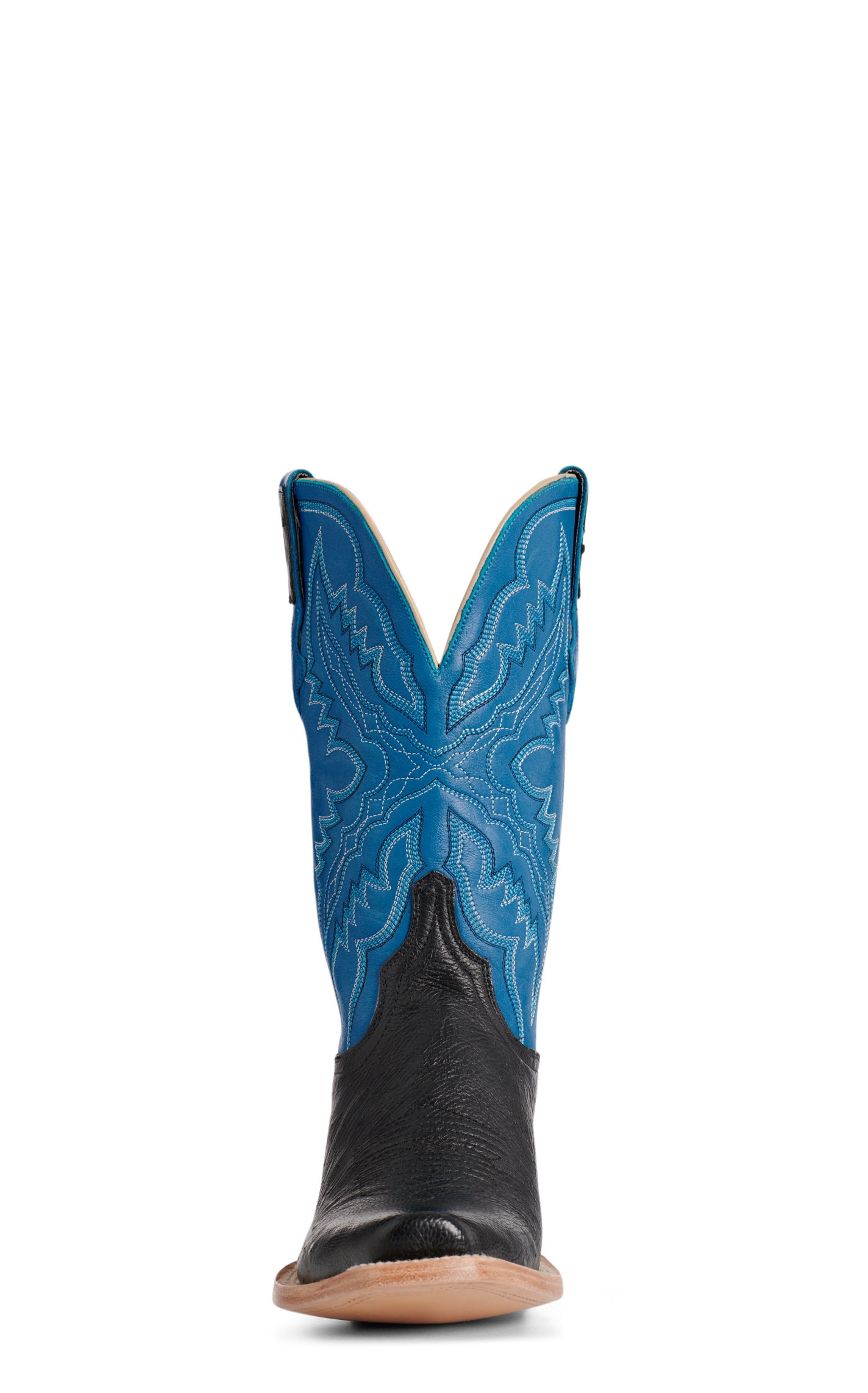 Resistol Men’s Black & Blue Smooth Quill Ostrich Cutter Toe Cowboy Boots - Image 1