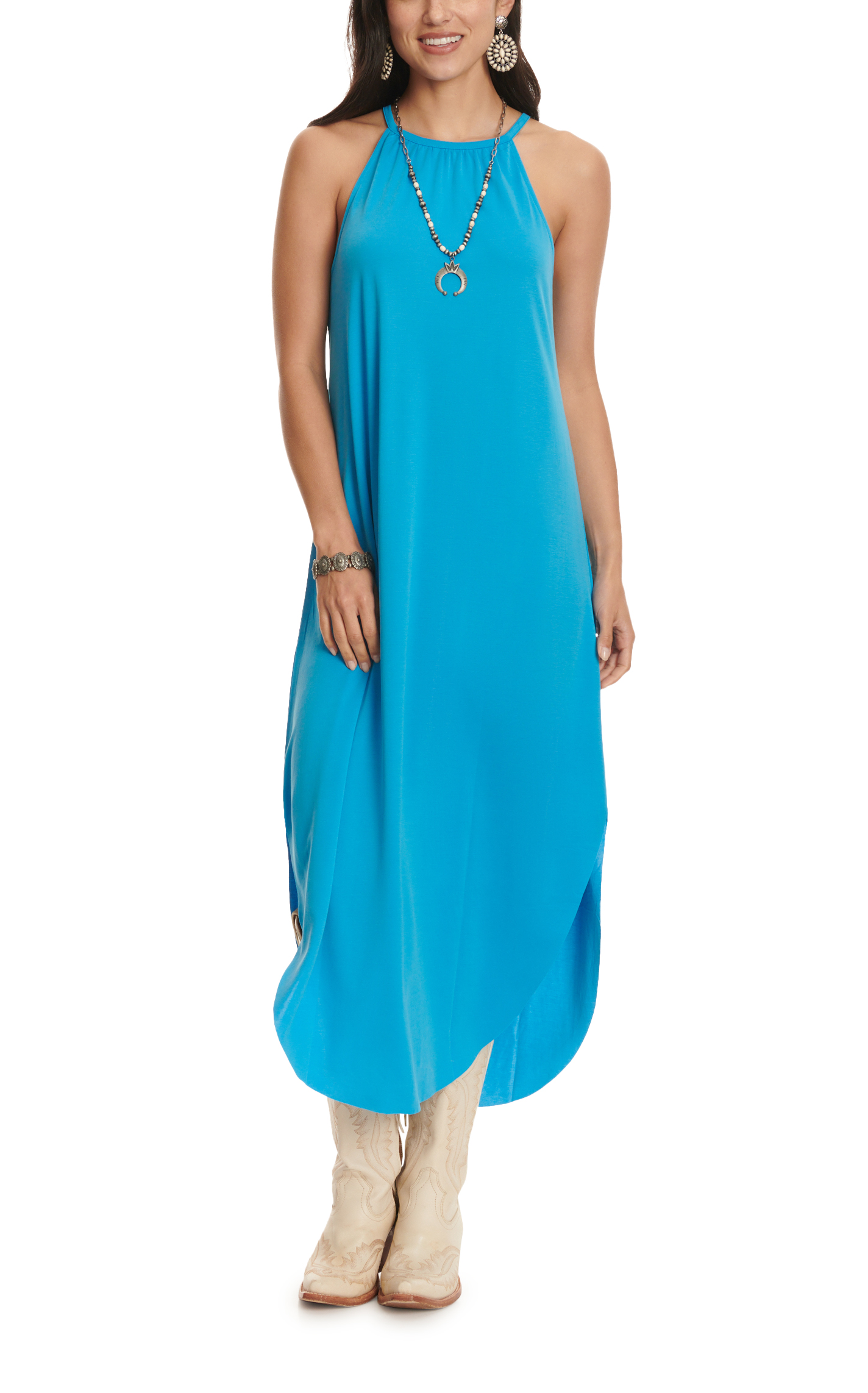 Double Zero Women's Summer Blue Halter Cut Dress - Image 1