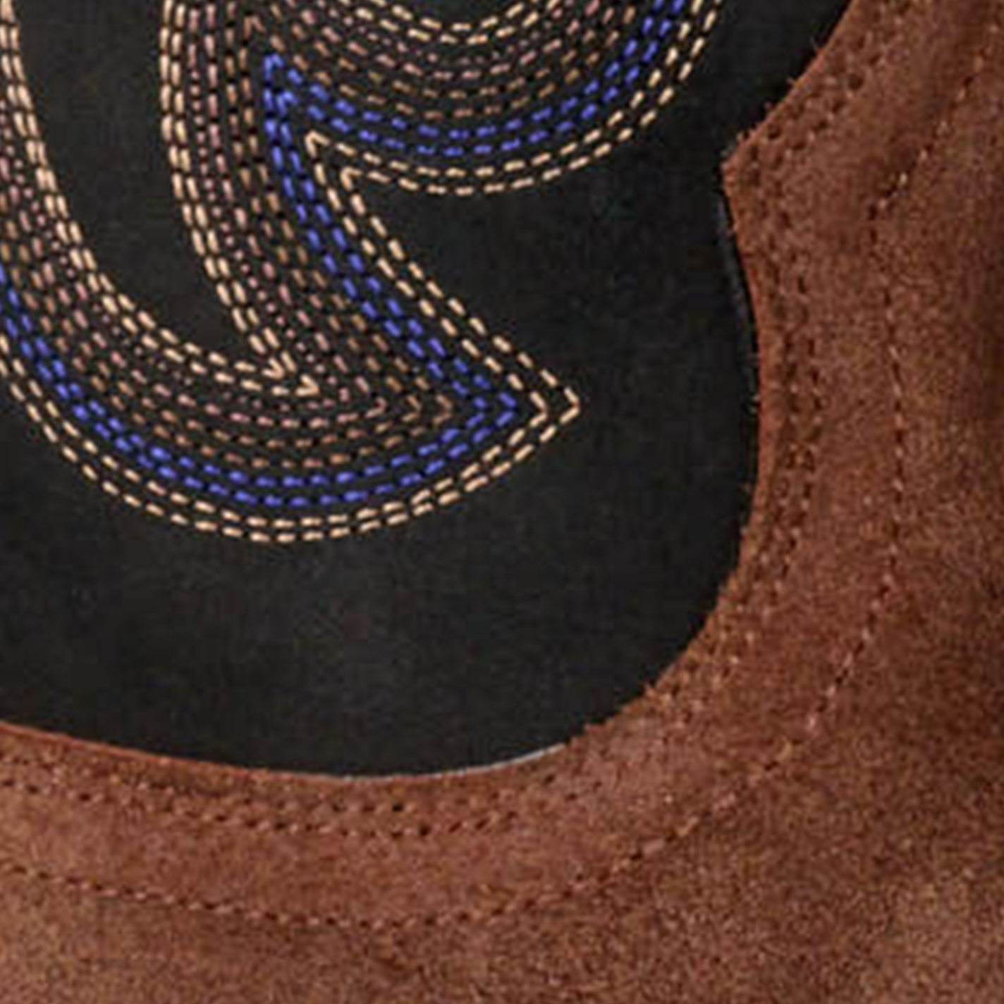 Cavender's Men's Brown Roughout and Black Wide Square Toe Cowboy Boots - Image 1