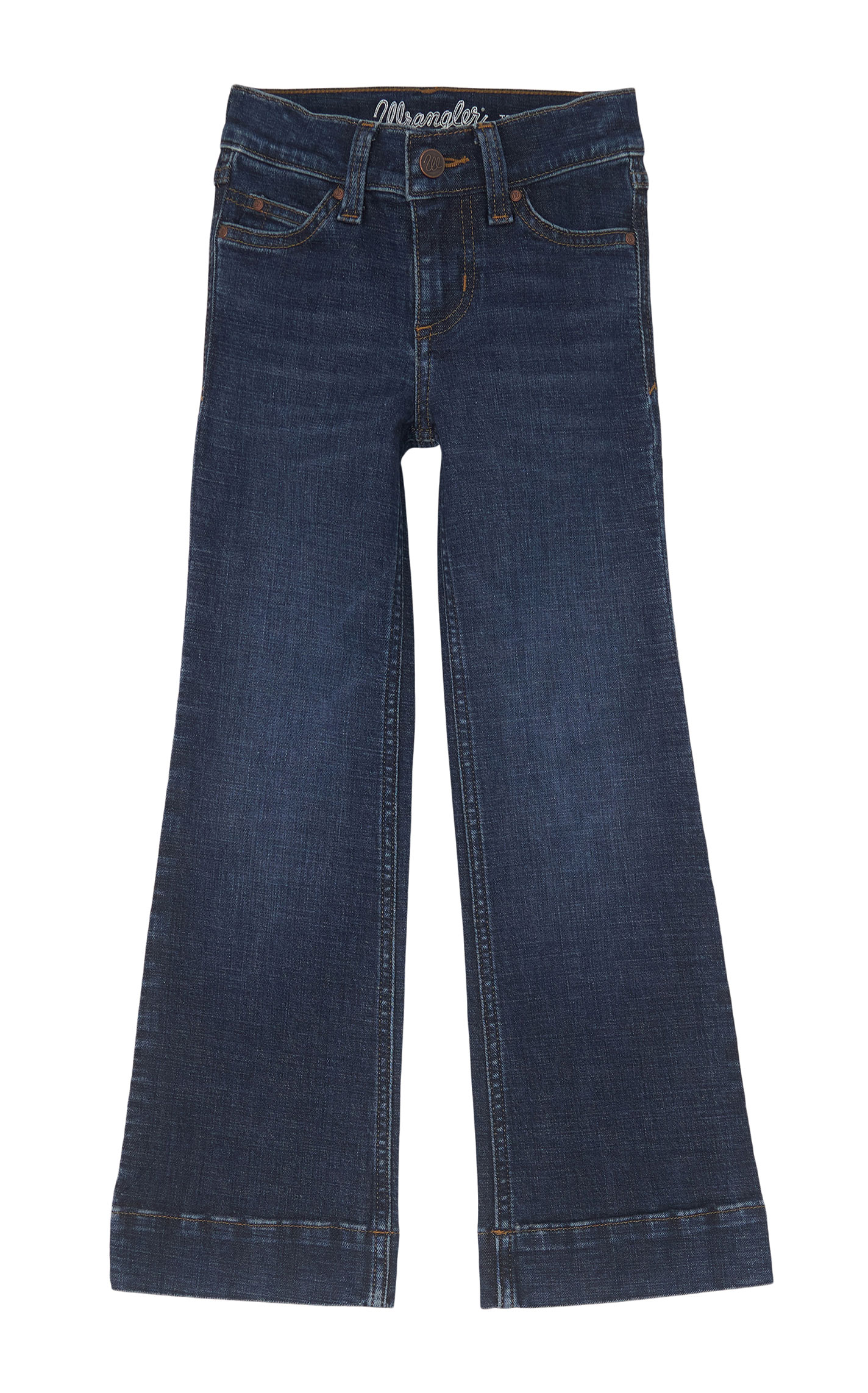 Wrangler Girl's Branan Dark Wash Trouser Leg Jeans - Image 1