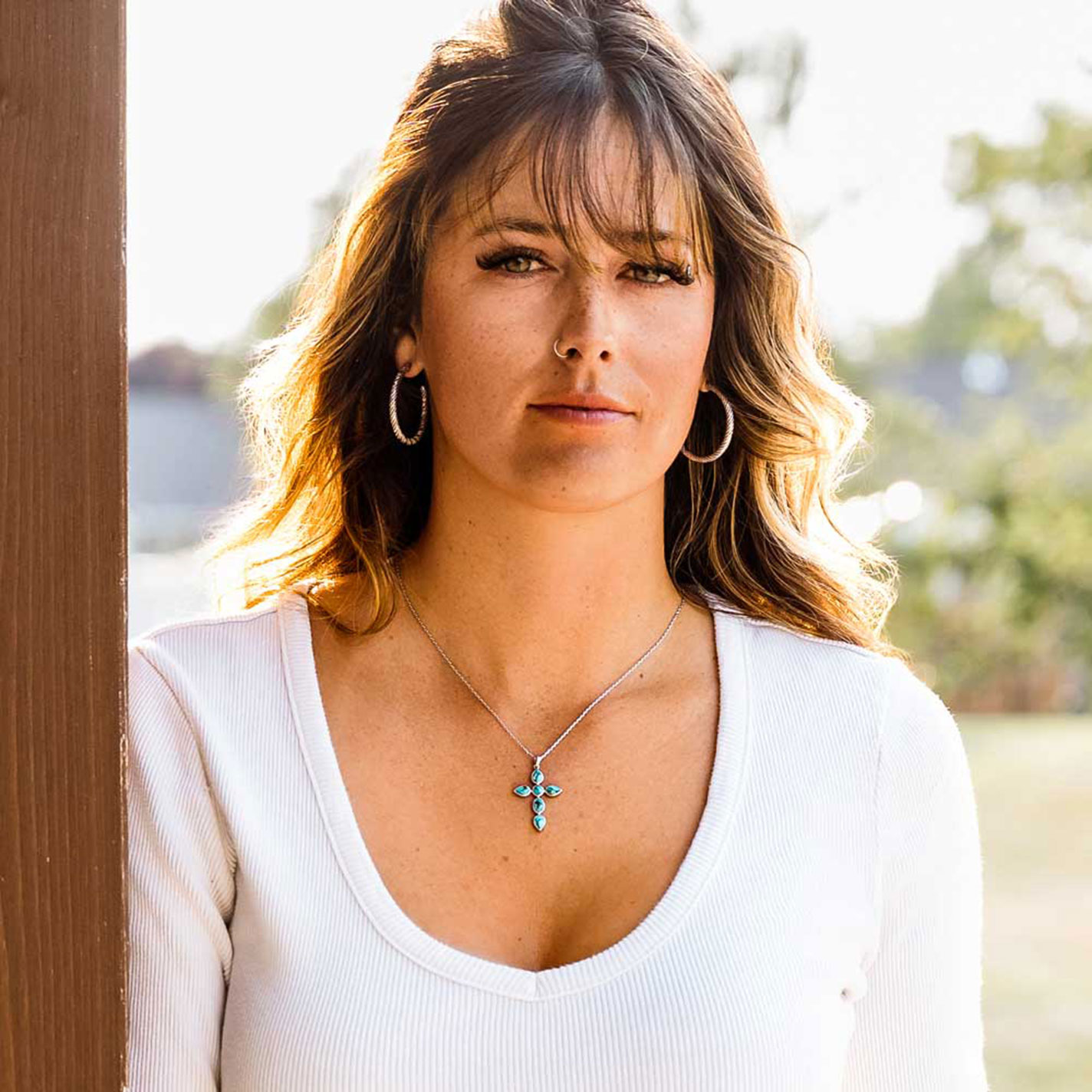 Montana Silversmiths Silver & Turquoise Cross Necklace - Image 1