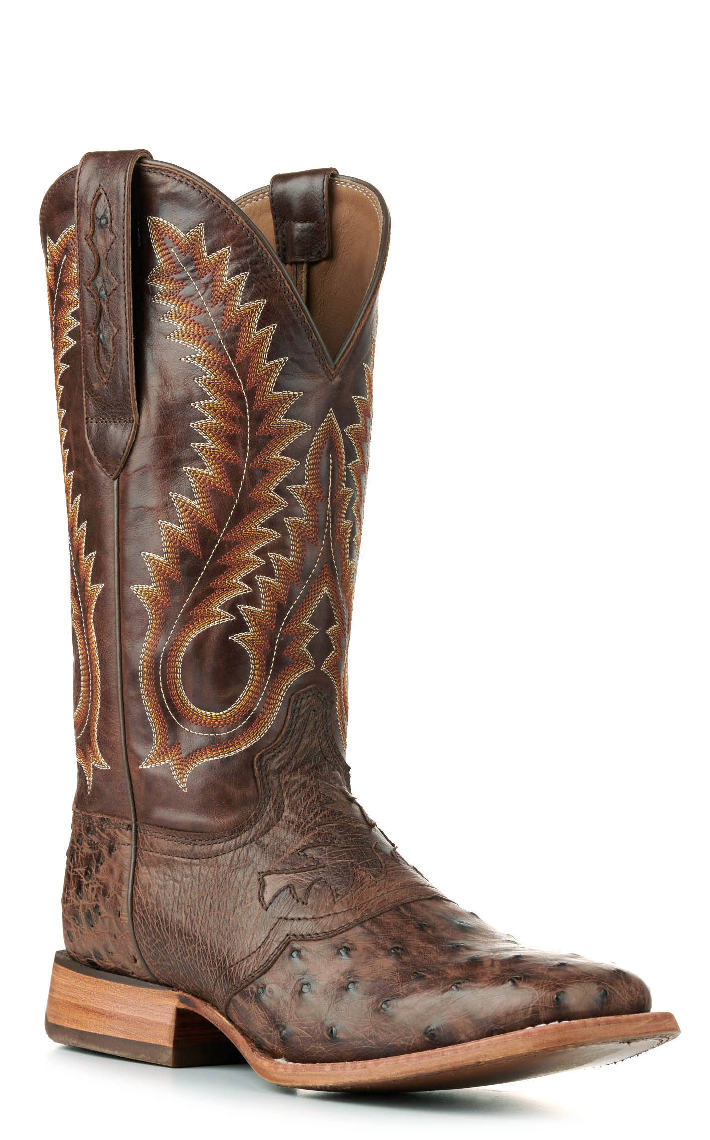 Durango Men's Kango Tobacco Full Quill Ostrich Saddle Vamp Wide Square Toe Exotic Cowboy Boots - Image 1