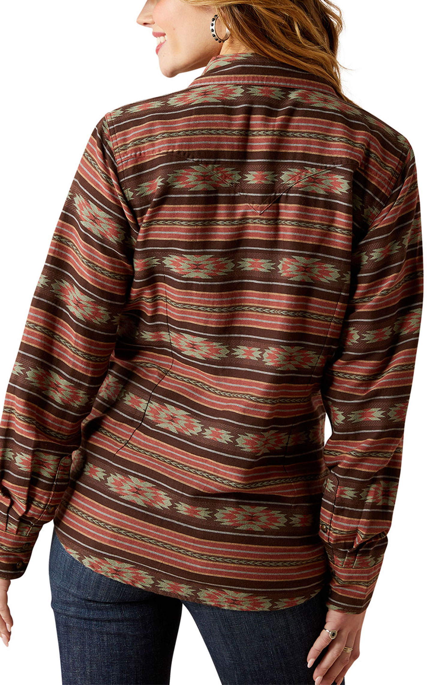 Ariat Women's Sage Rose & Chocolate Aztec Serape Western Shirt - Image 1