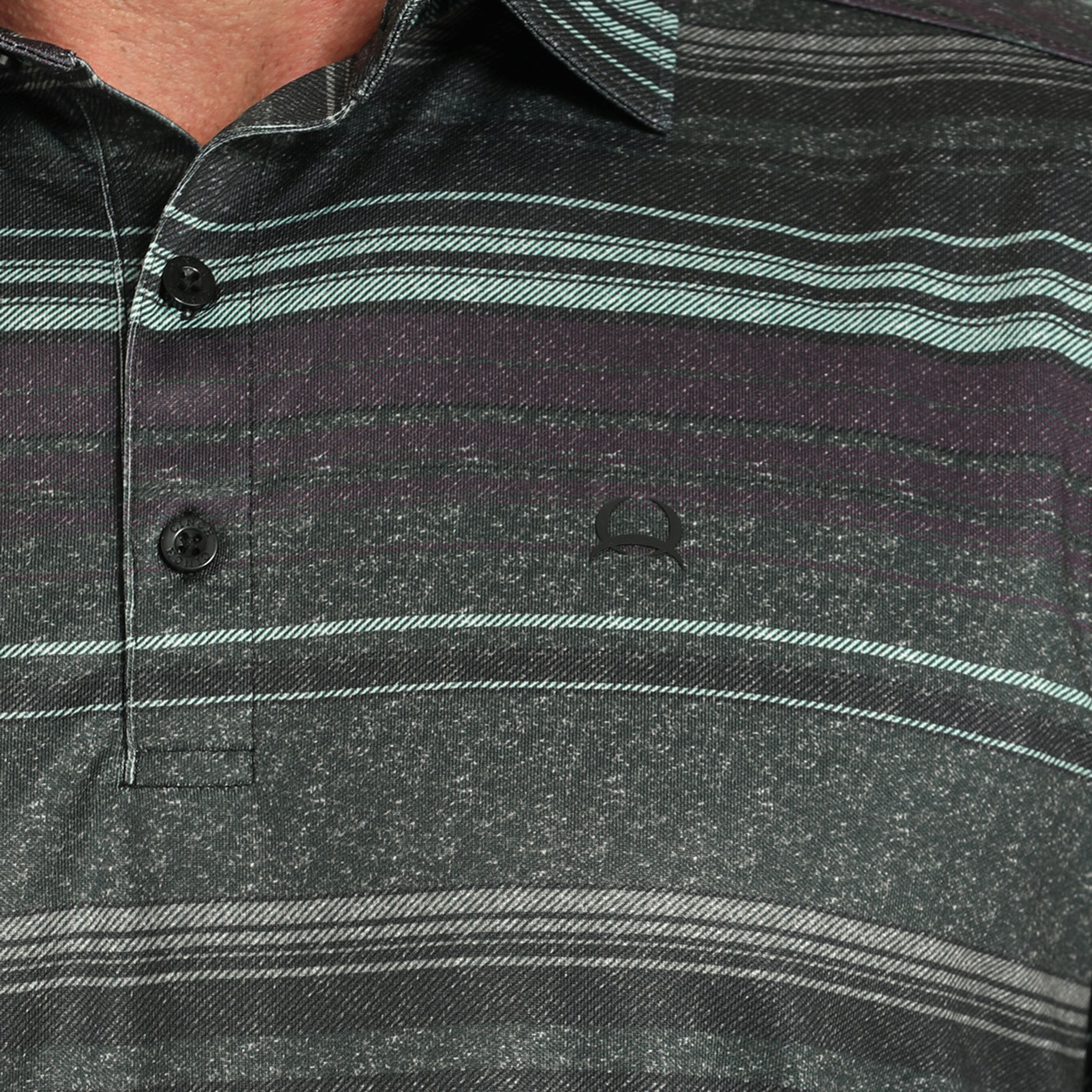 Cinch Men's ArenaFlex Purple & Olive Striped Polo Shirt - Image 1
