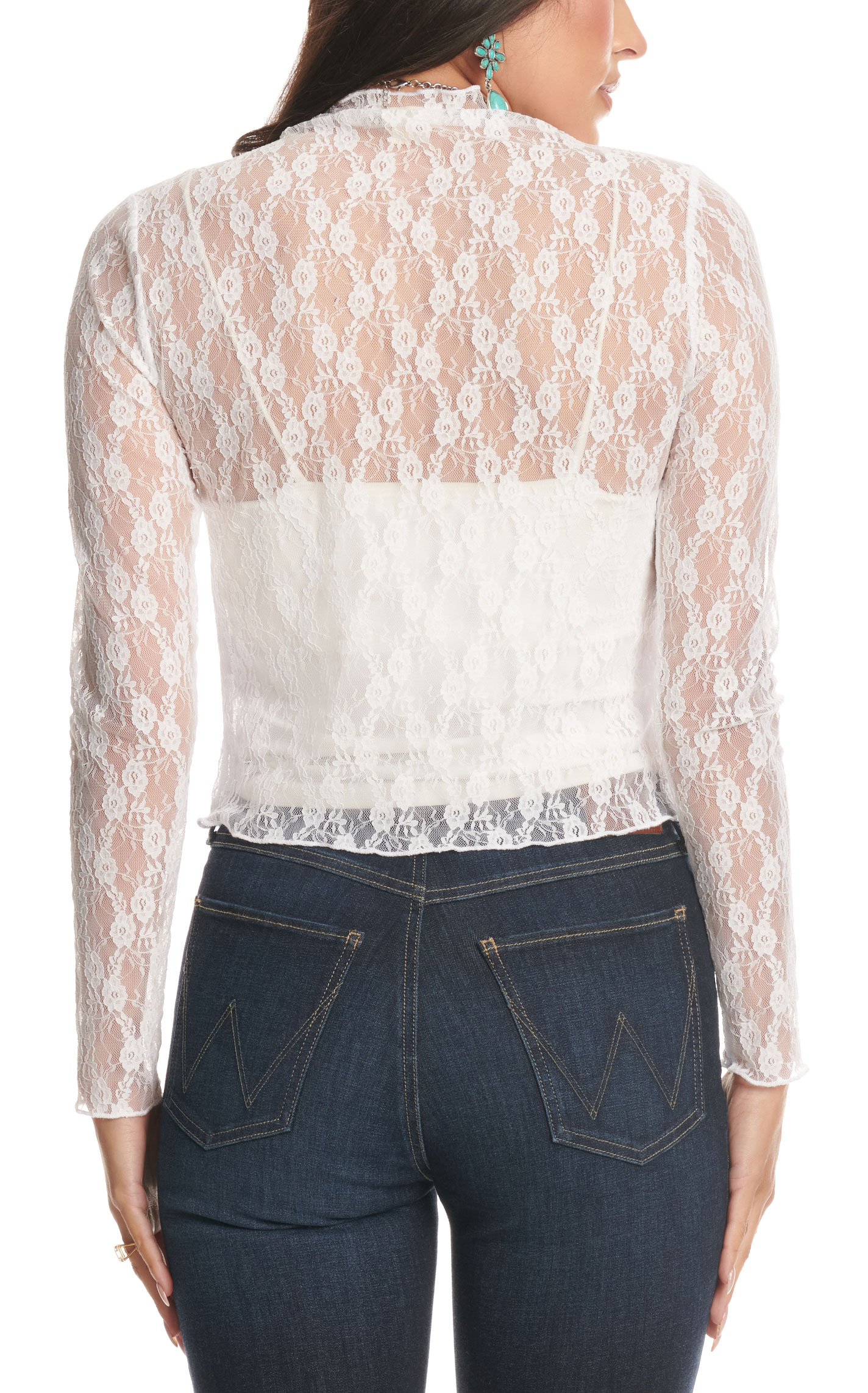 Moa Moa Women's White Lace Sheer Top - Image 2