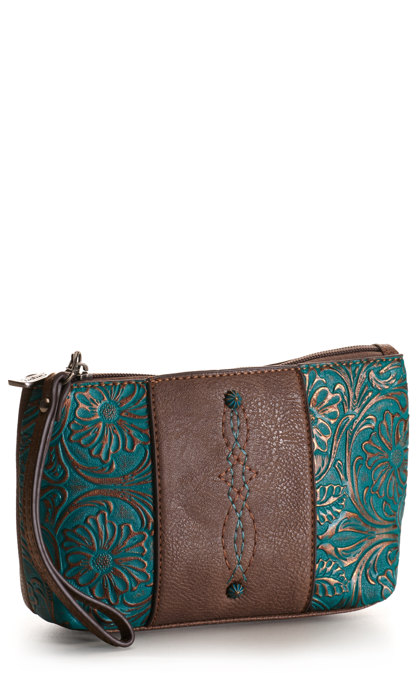 Justin Brown and Tooled Turquoise Essentials Cosmetics Bag / Wristlet - Image 1