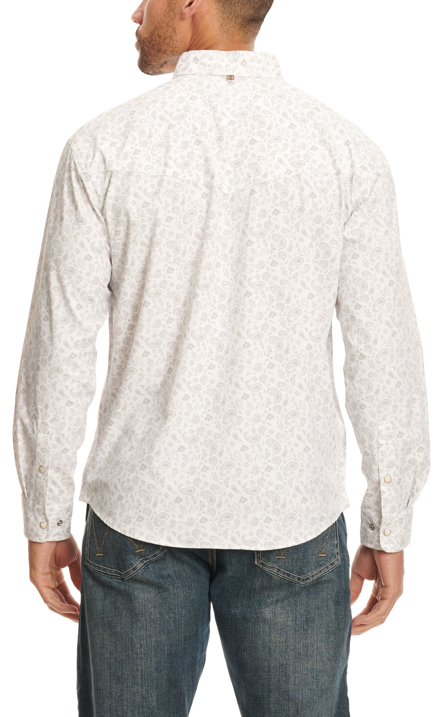 Rafter C Outdoors Men's Light Gray & White Paisley Lefty Fishing Shirt - Image 1