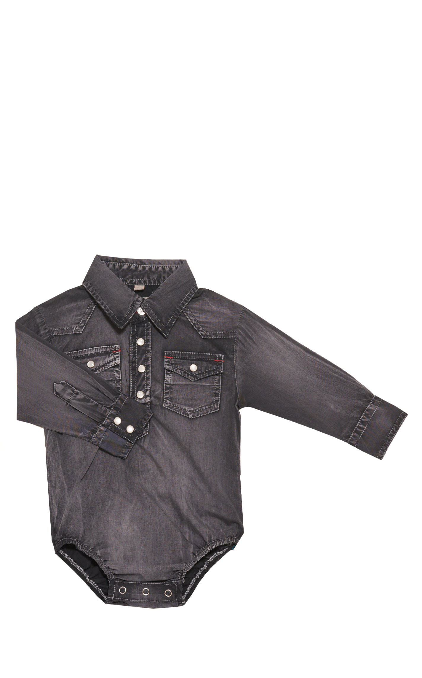 Rafter C Infant Boys' Washed Black Long Sleeve Western Onesie - Image 1