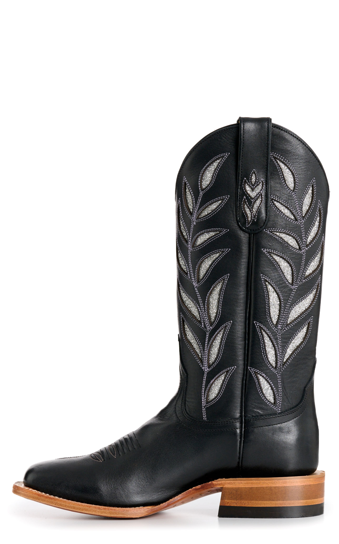 Cavender's Private Label Women's Horseman Black Silver Botanical  Wide Toe Cowgirl Boots - Image 1