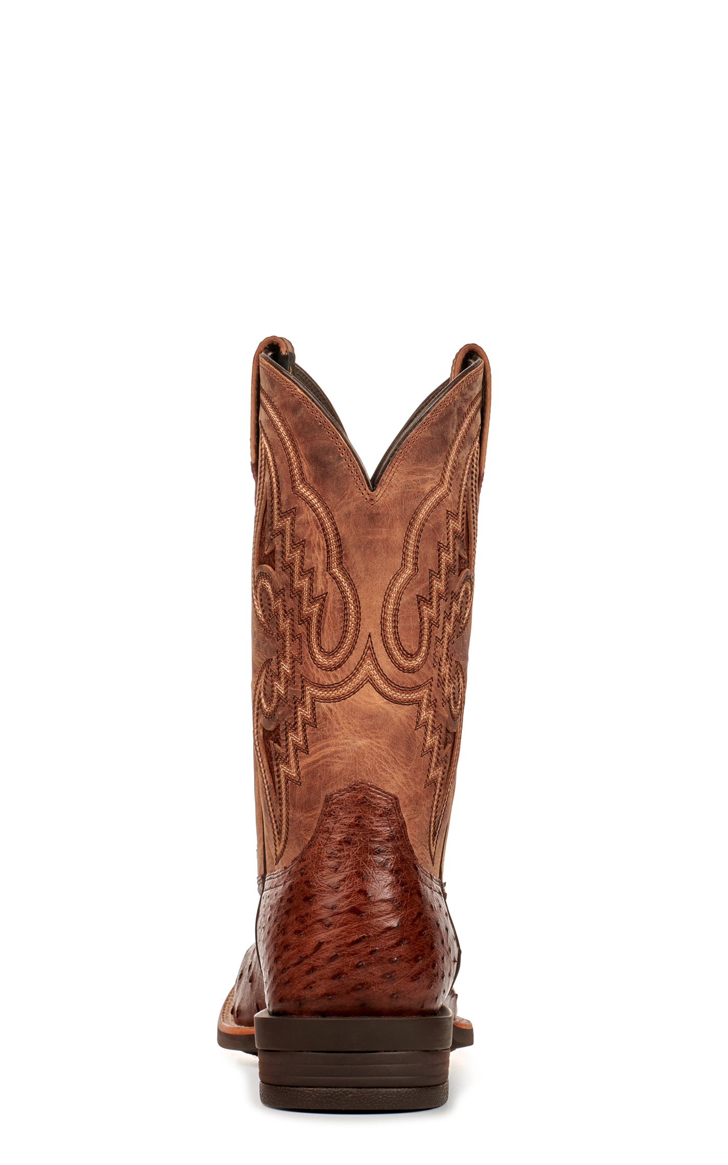 Ariat Men's Dagger Tan and Dark Tabac Full Quill Ostrich Shock Shield Wide Square Toe Exotic Cowboy Boots - Image 1