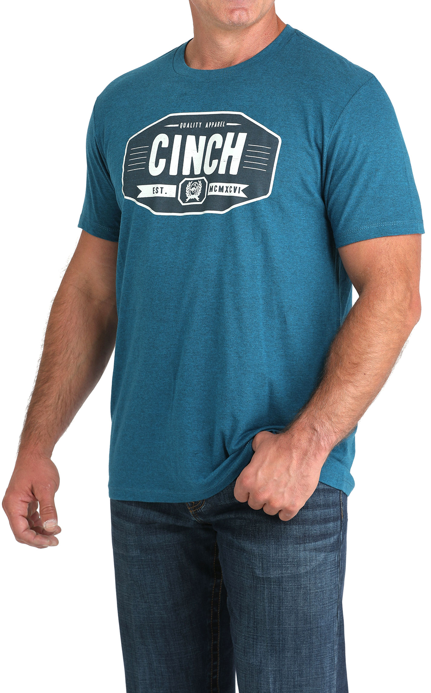 Cinch Men's Turquoise Hexagon Logo T-Shirt - Image 1