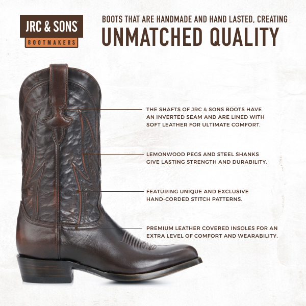 JRC & Sons Men's Creed Brush Off Goat Round Toe Cowboy Boot in Chocolate - Image 1