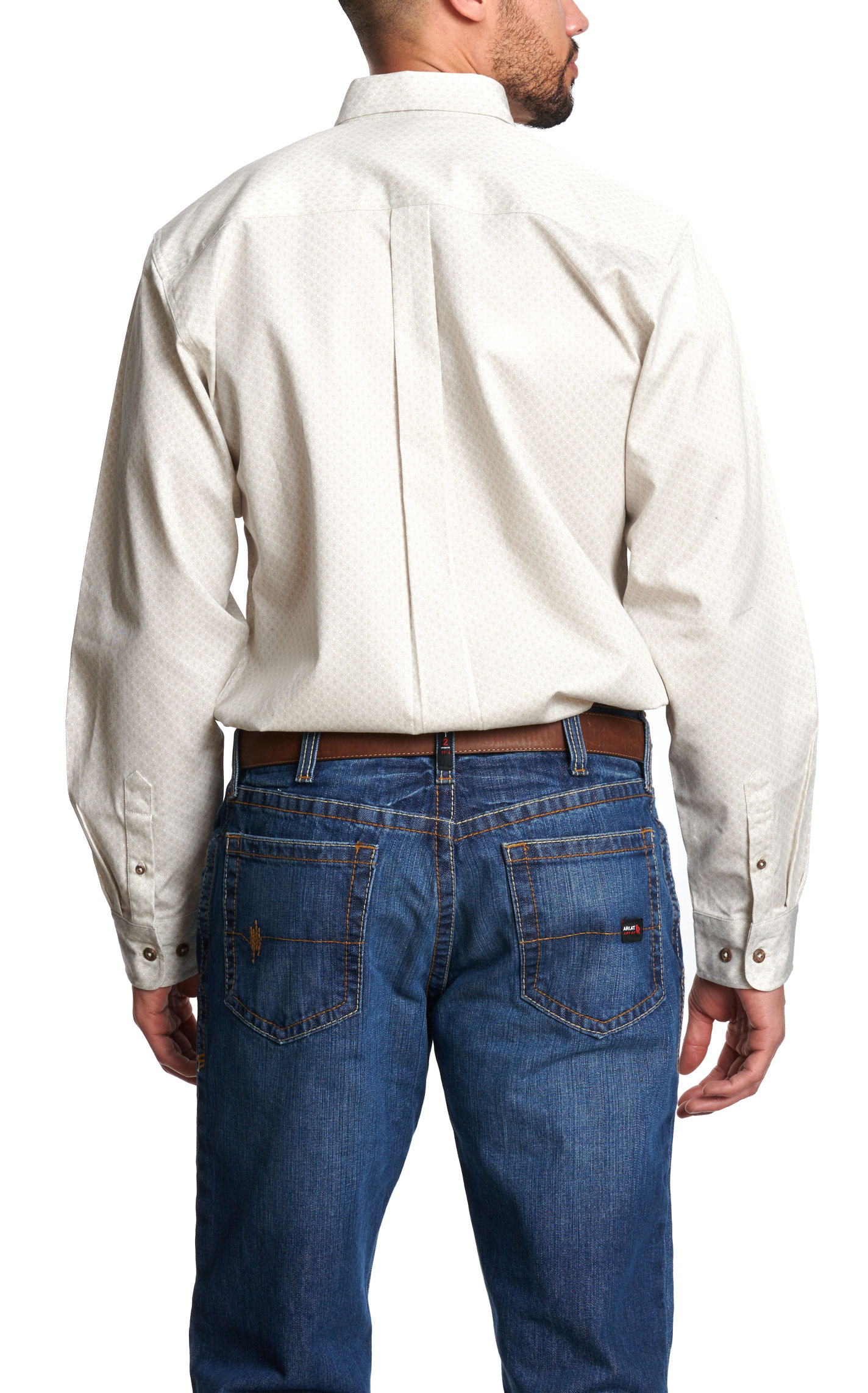 Forge Men's White & Tan Print Flame Resistant Work Shirt - Image 2