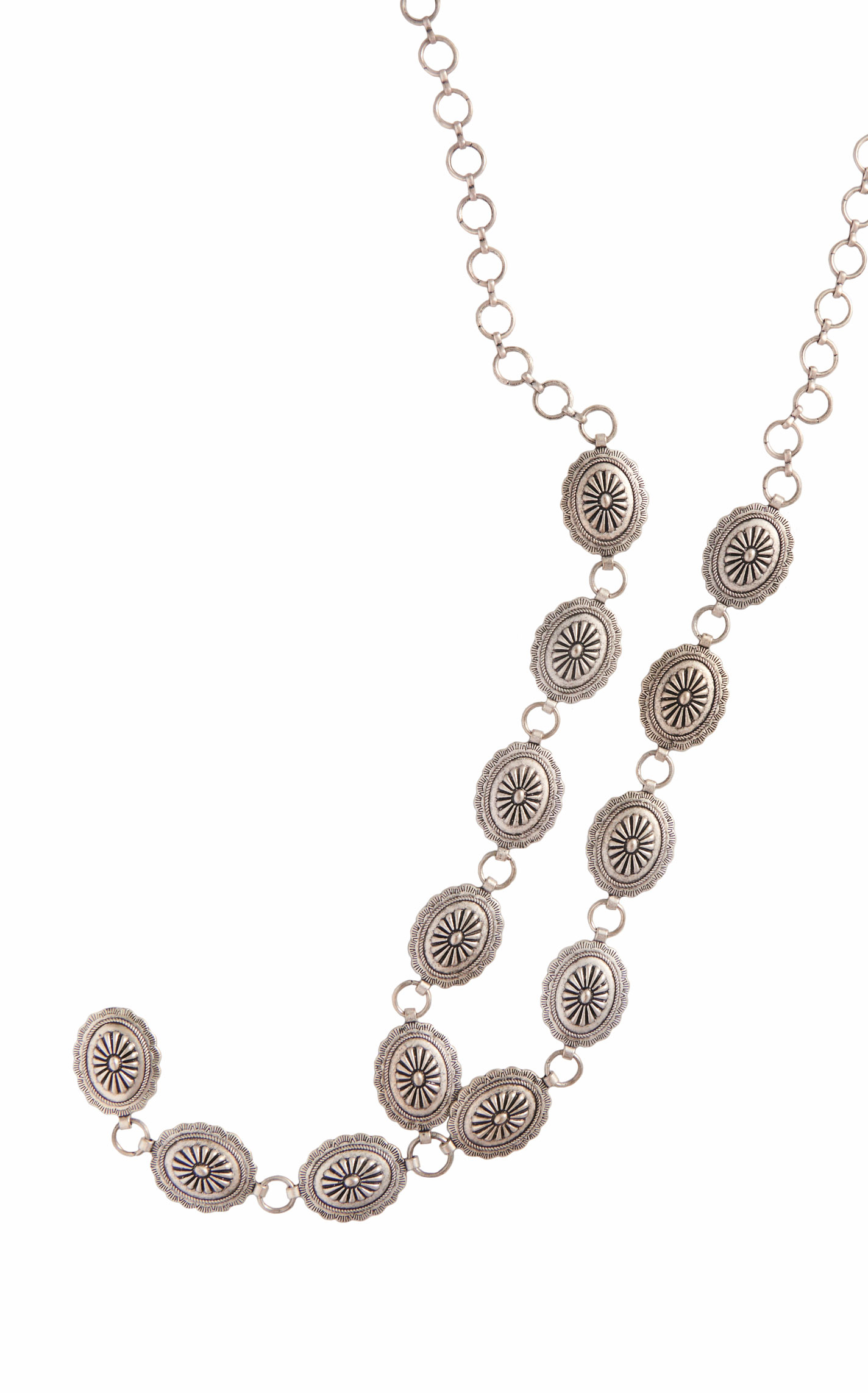 Rockin C All Silver Y Style 13 Concho Necklace - Image 1