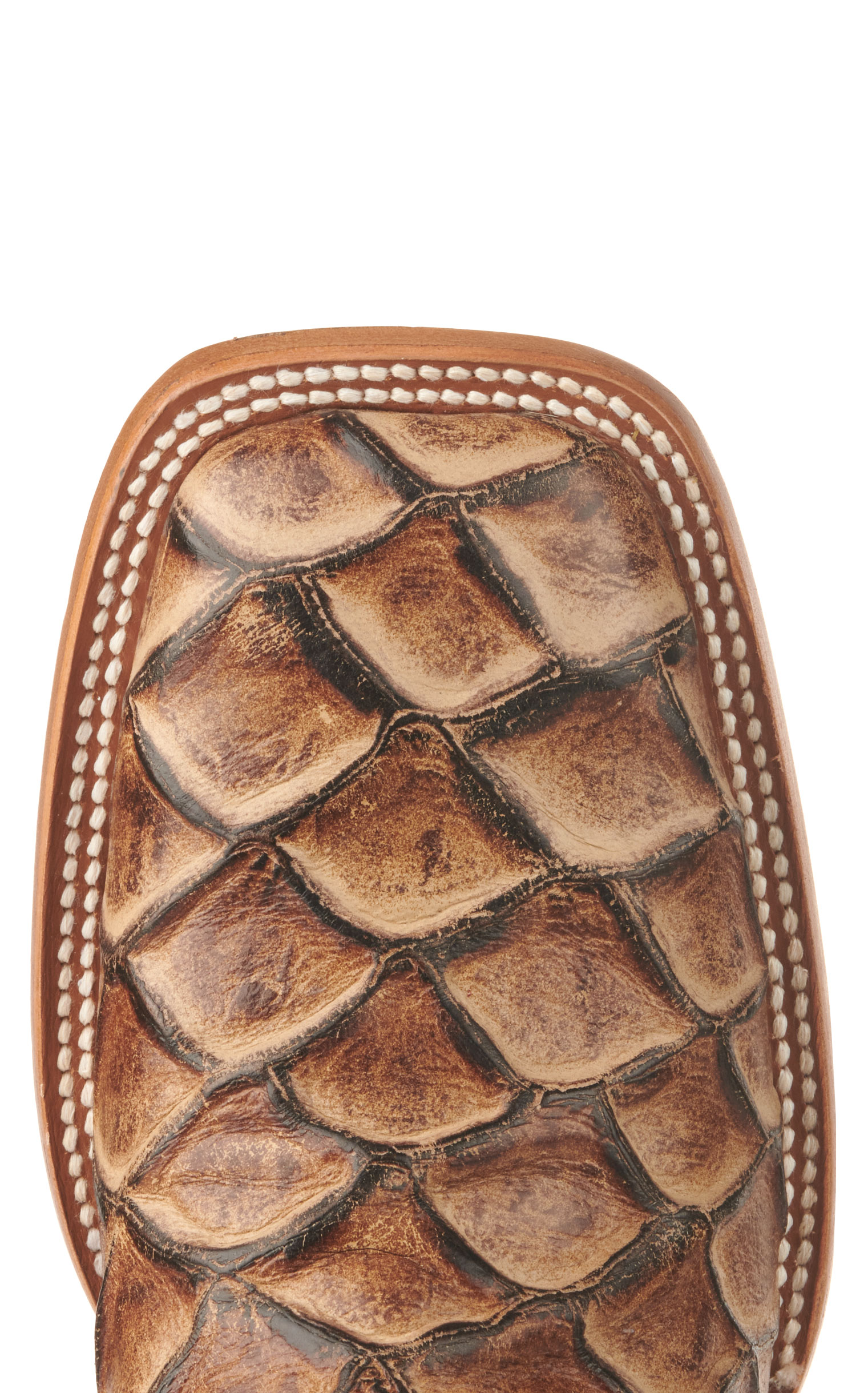 Cavender's Men's Endurance Camel and Sand Pirarucu Print Square Toe Cowboy Boots - Image 1