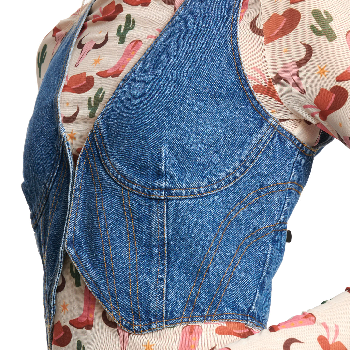 Rockin C Women's Medium Wash Denim Vest - Image 1