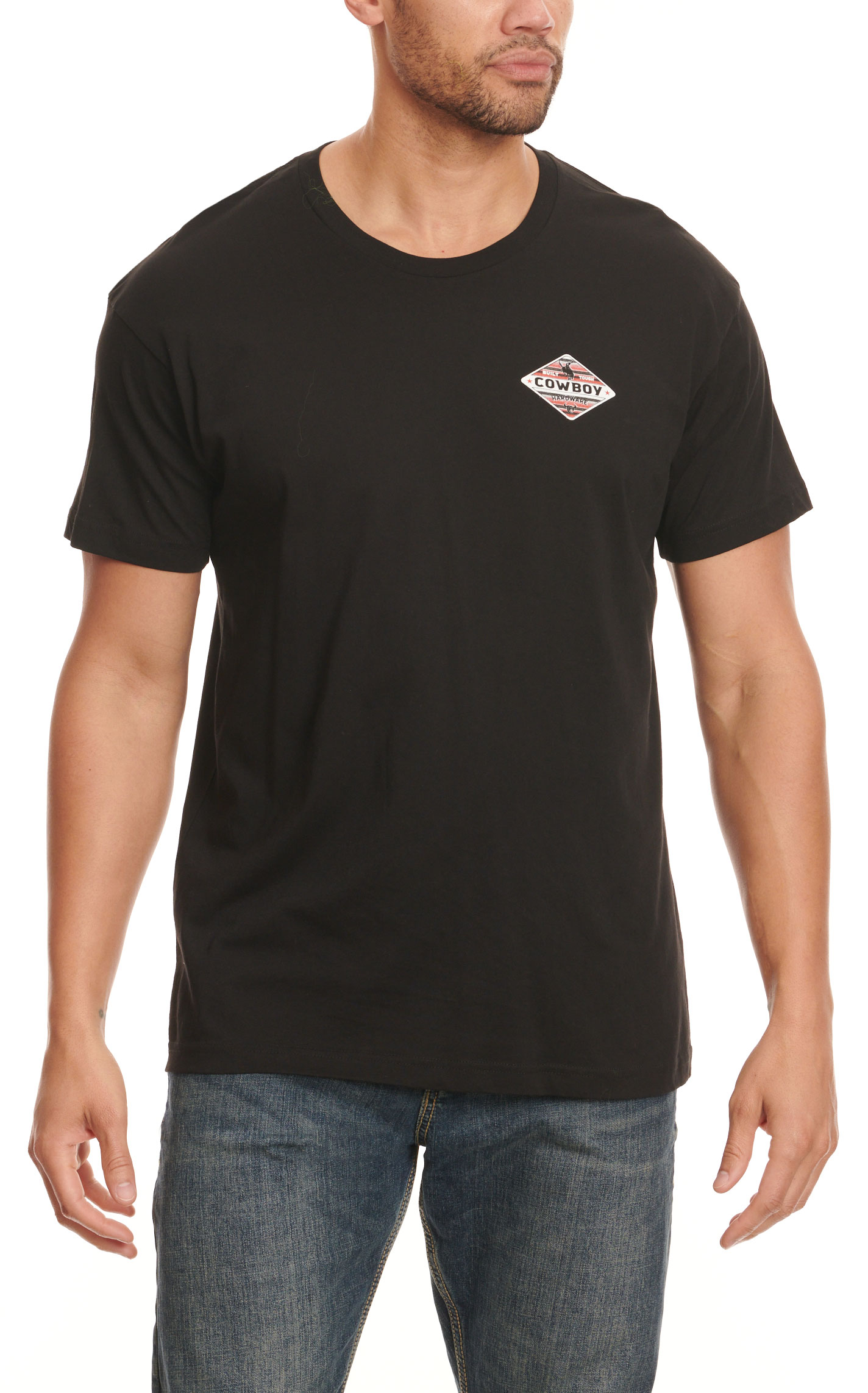 Cowboy Hardware Men's Black Built Tough Serape Logo Graphic Short Sleeve T-Shirt - Image 1