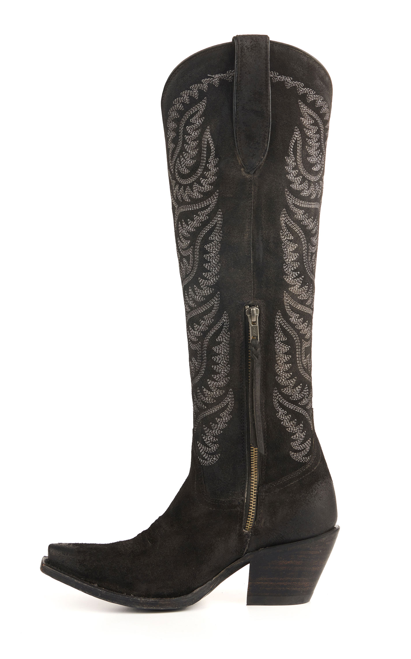 Ariat Women's Laramie Black Suede StretchFit Snip Toe Tall Cowboy Boots - Image 1