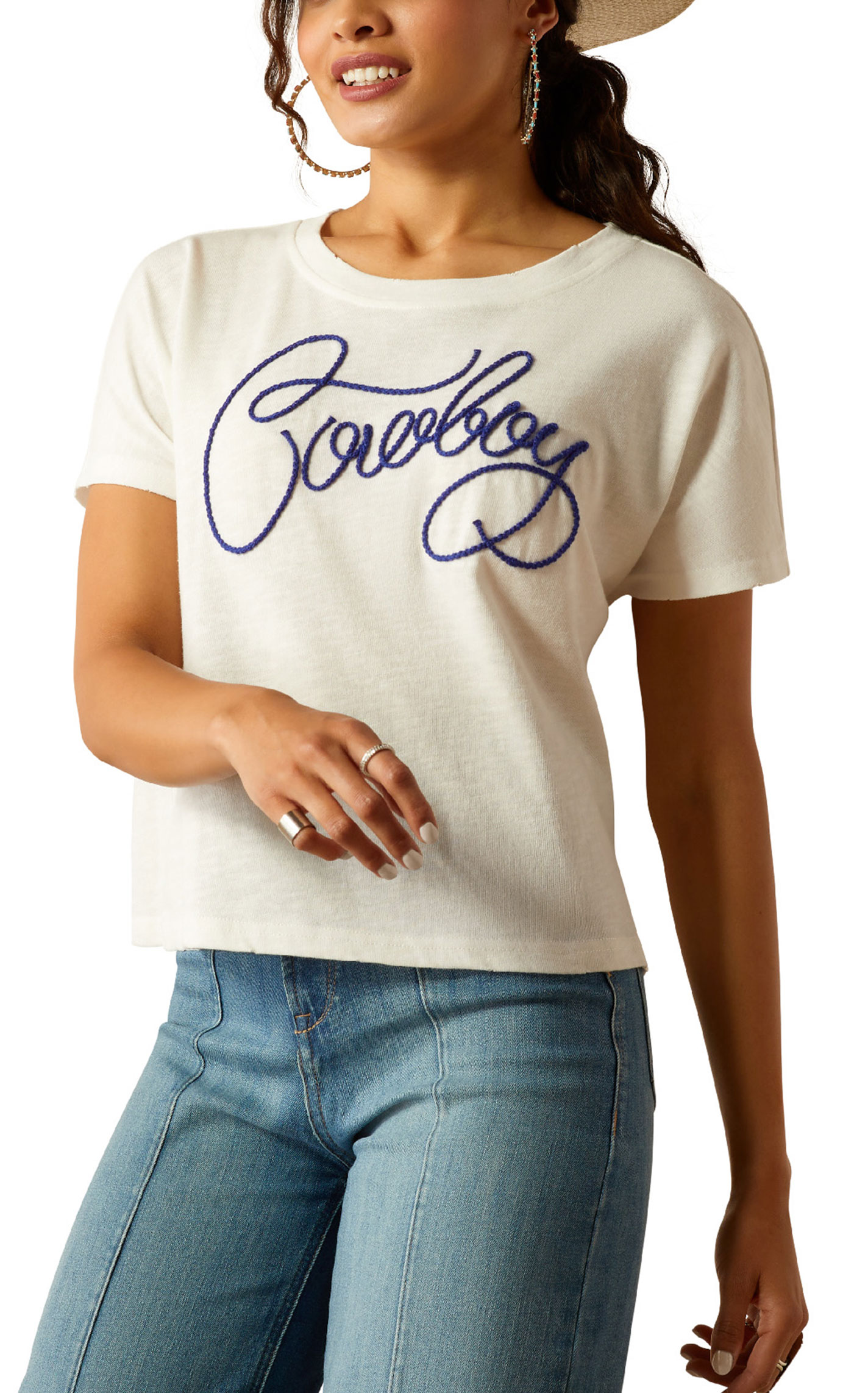 Ariat Women's White Cowboy Cloud Dancer T-Shirt - Image 1