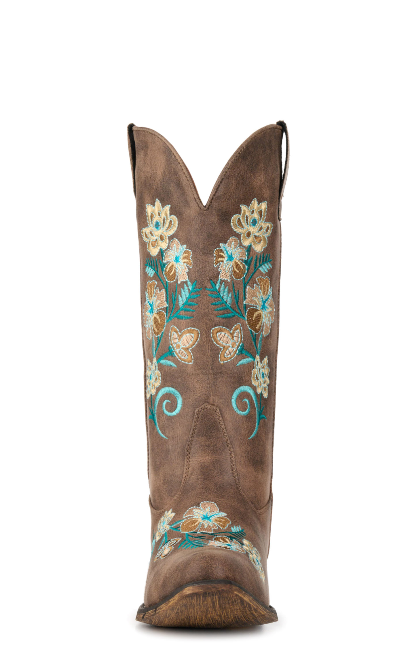 Roper Women's Riley Brown with Floral Embroidery Snip Toe Cowboy Boots - Image 1