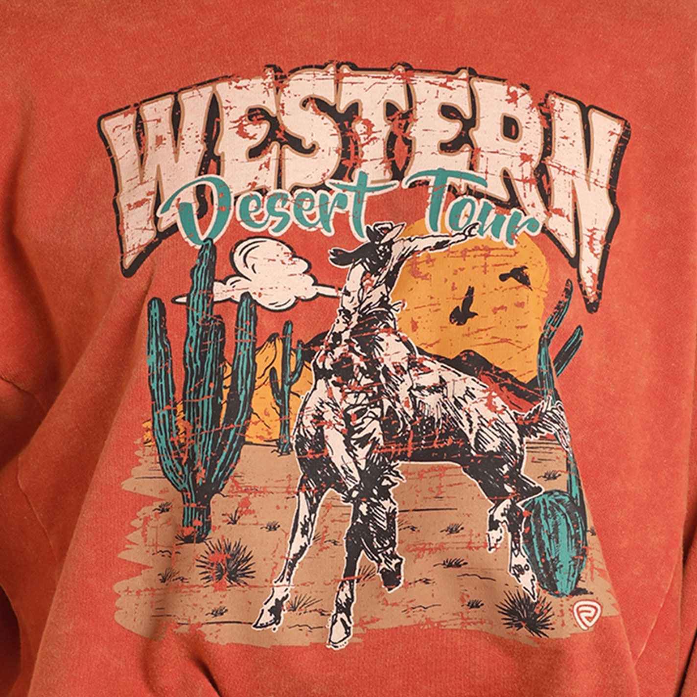 Rock & Roll Denim Women's Rust Western Desert Tour Graphic Pullover - Image 1