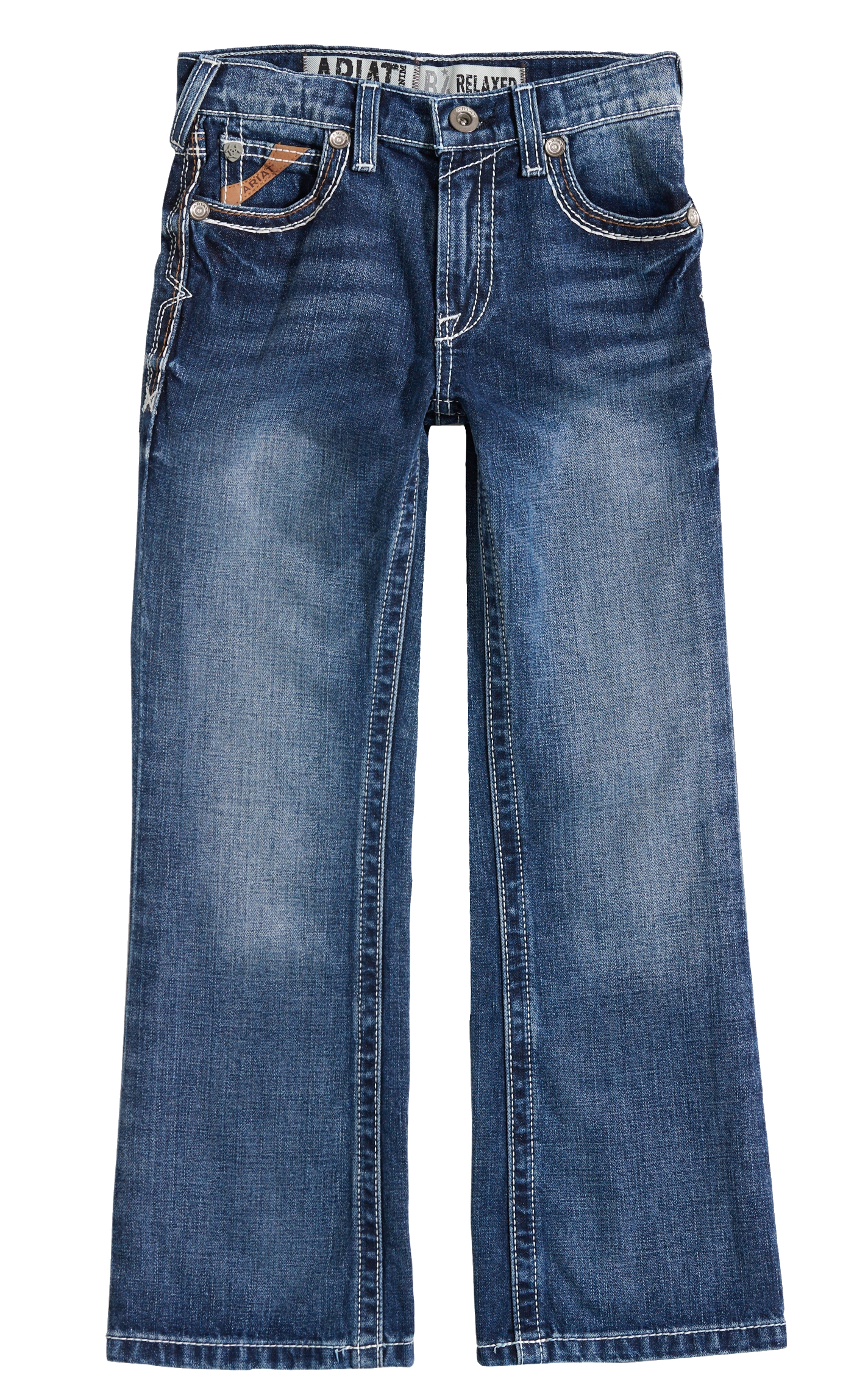 Ariat Boys' B4 Coltrane Durango Medium Wash Relaxed Fit Boot Cut Jeans (7-16) - Image 1