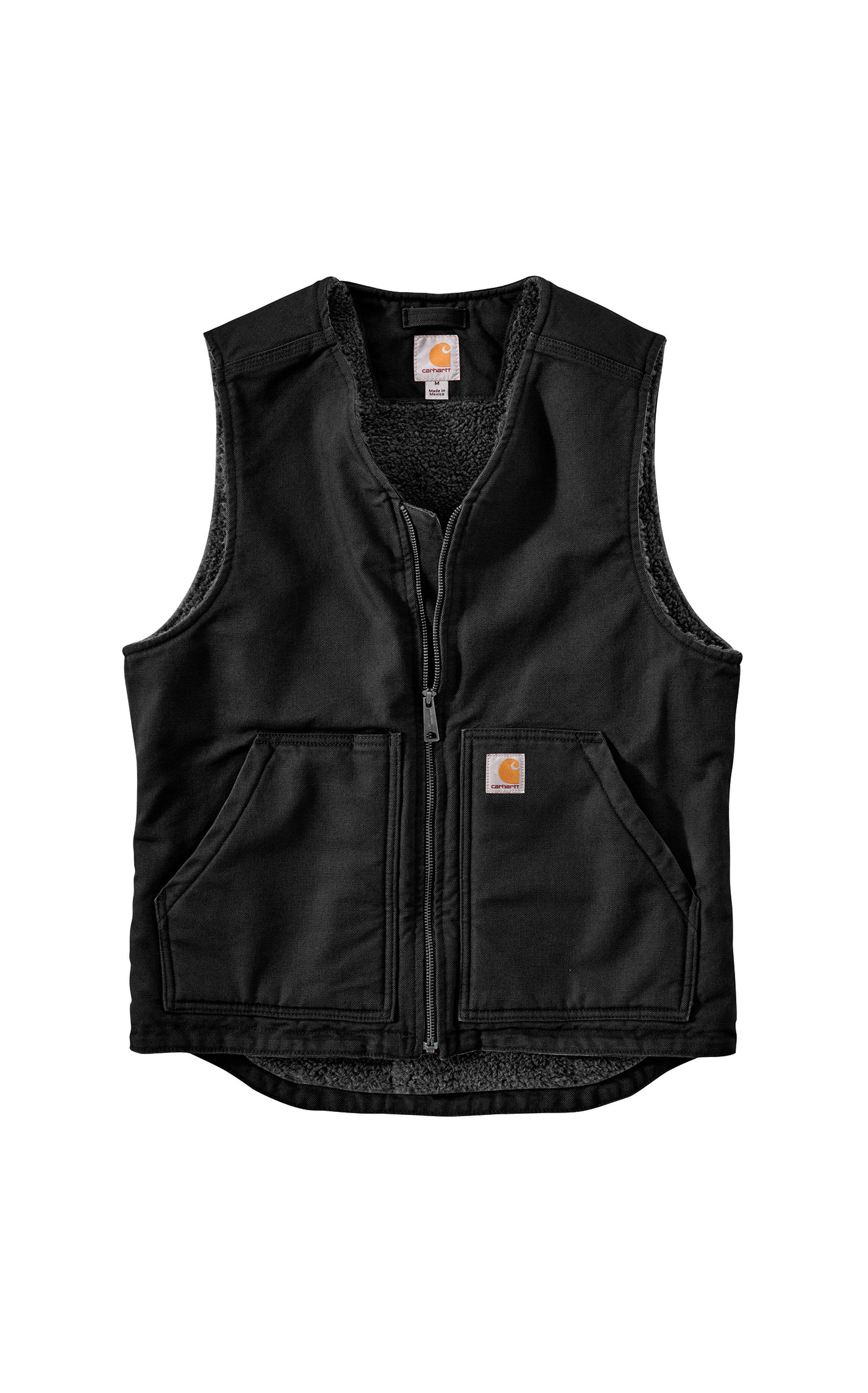 Carhartt Men's Duck Black Sherpa Lined Vest - Image 1