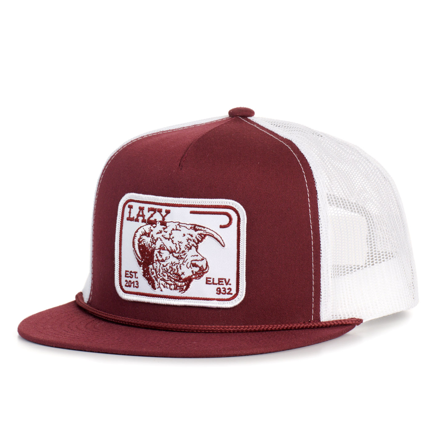 Lazy J Ranch Wear Maroon & White Elevation Flat Bill Cap - Image 1