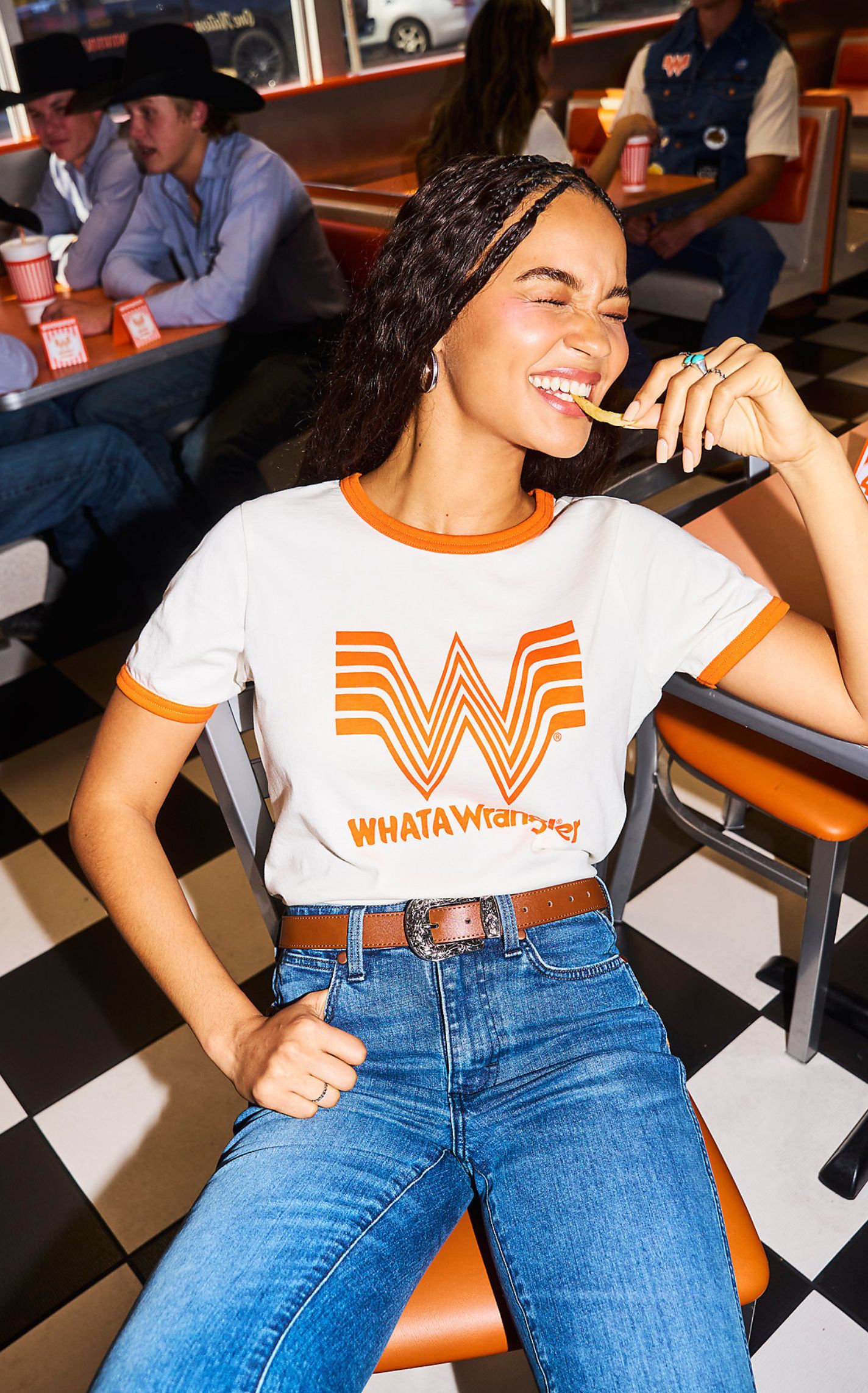 Wrangler X Whataburger Women’s White WhataWrangler Ringer Tee - Image 1