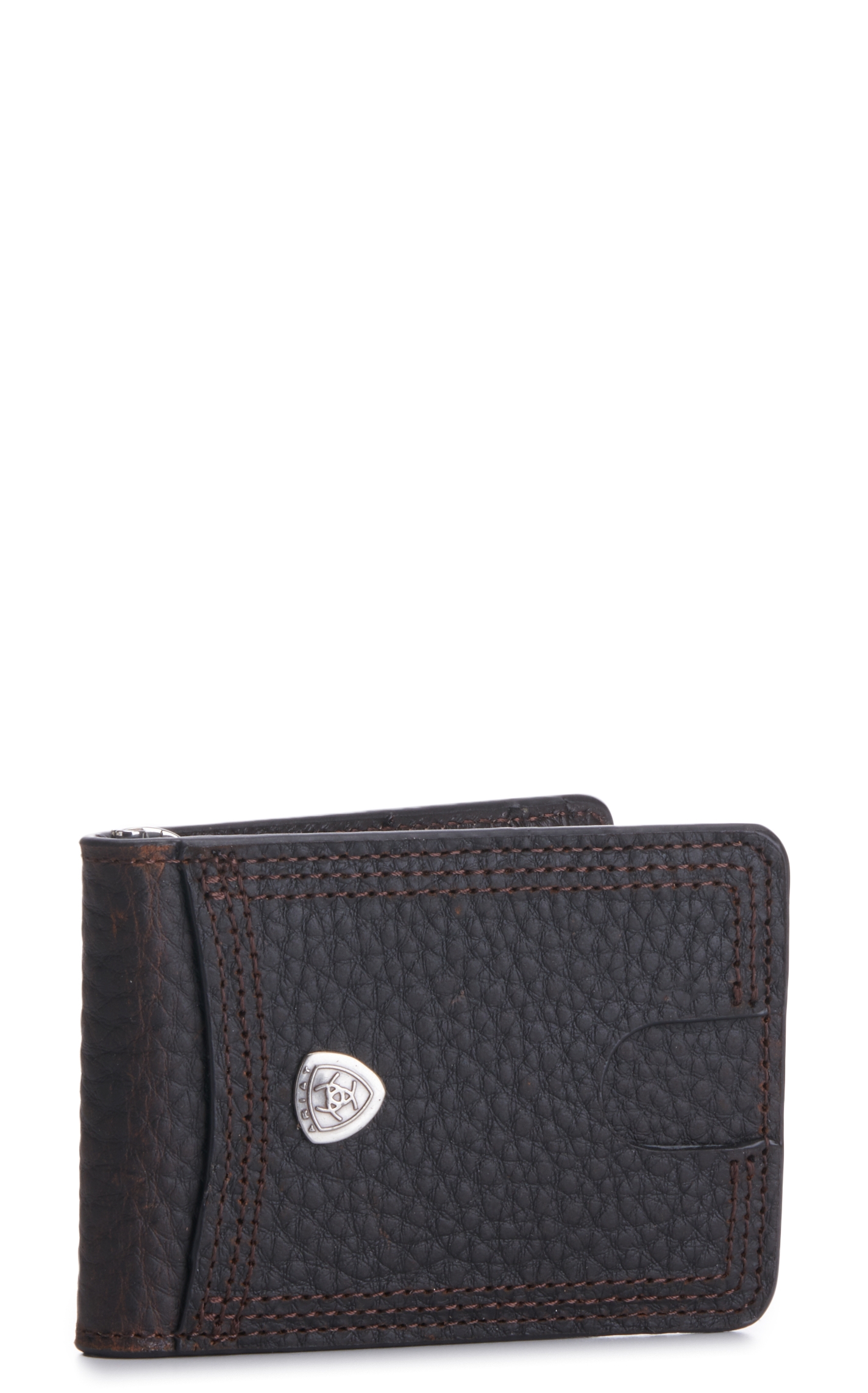 Ariat Men's Bi-Fold Leather Money Clip and Card Case Wallet - Image 1