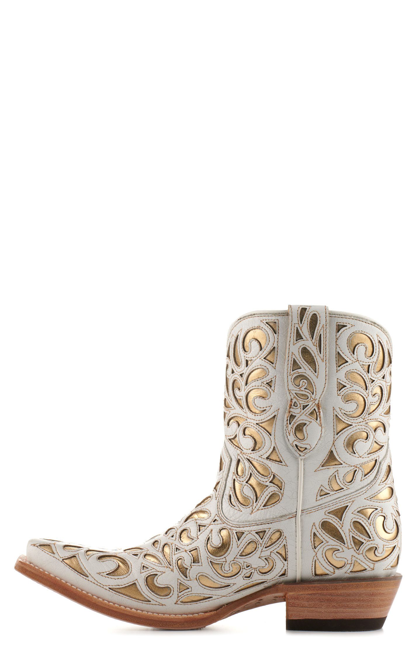Ariat Women's Valentina White with Gold Inlay Snip Toe Booties - Image 1