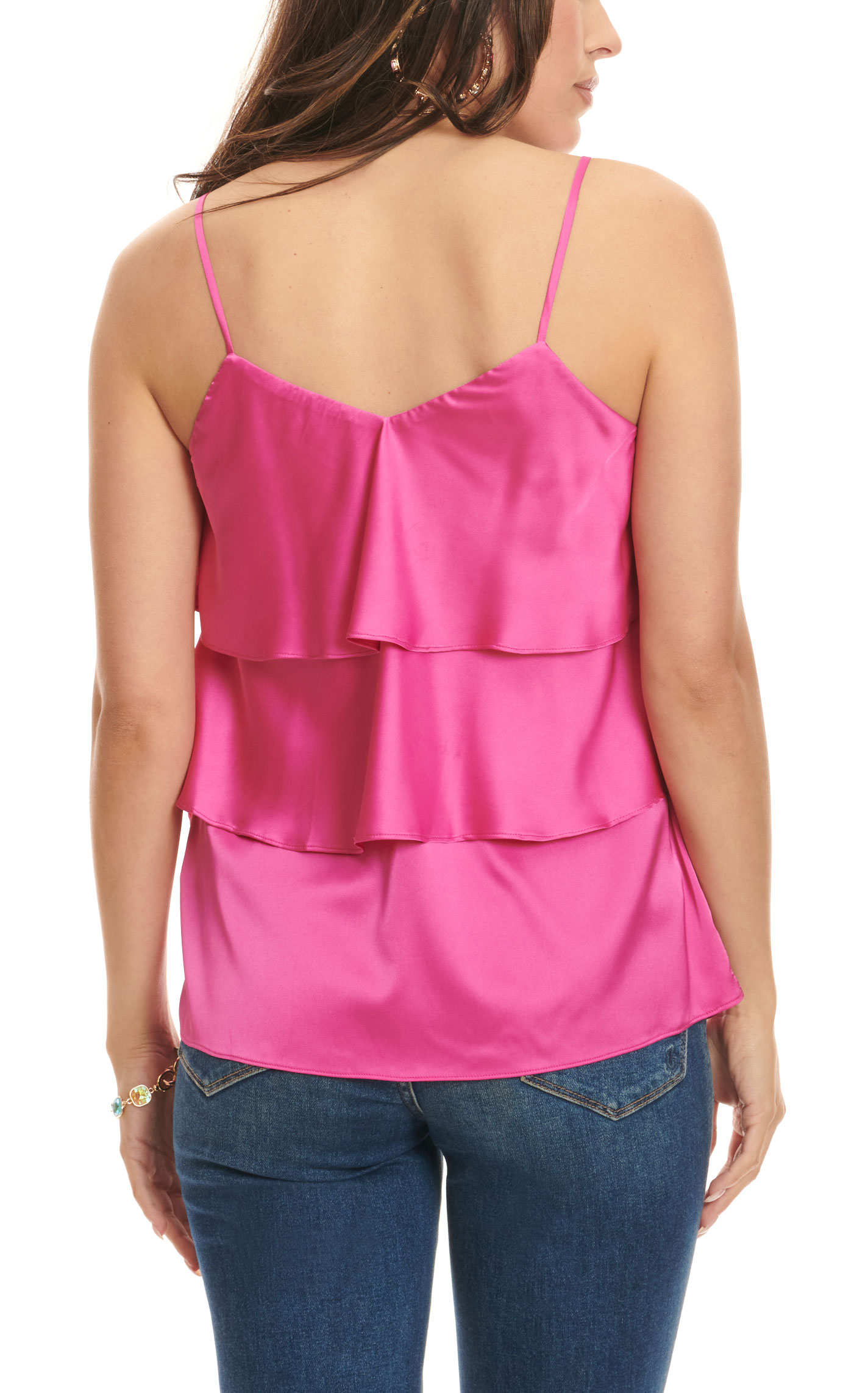 First Love Women's Hot Pink Ruffle Tiered Tank Top - Image 1