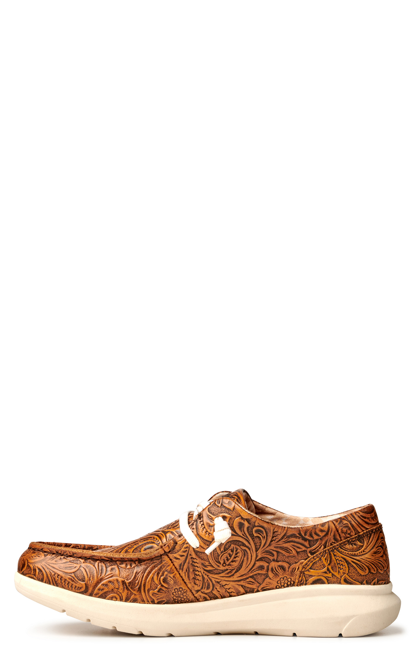 Ariat Women's Hilo Brown Floral Embossed Moc Toe Lace Up Casual Shoe - Image 1