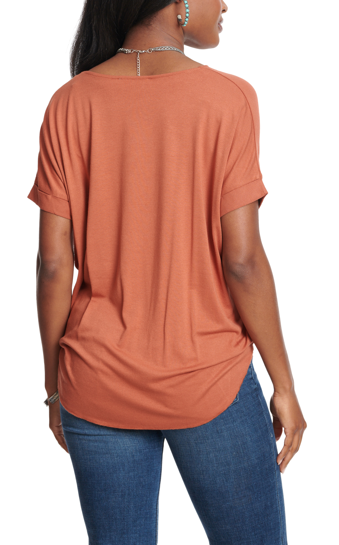 Double Zero Women's Rusty Clay V-Neck Short Sleeve Top - Image 1
