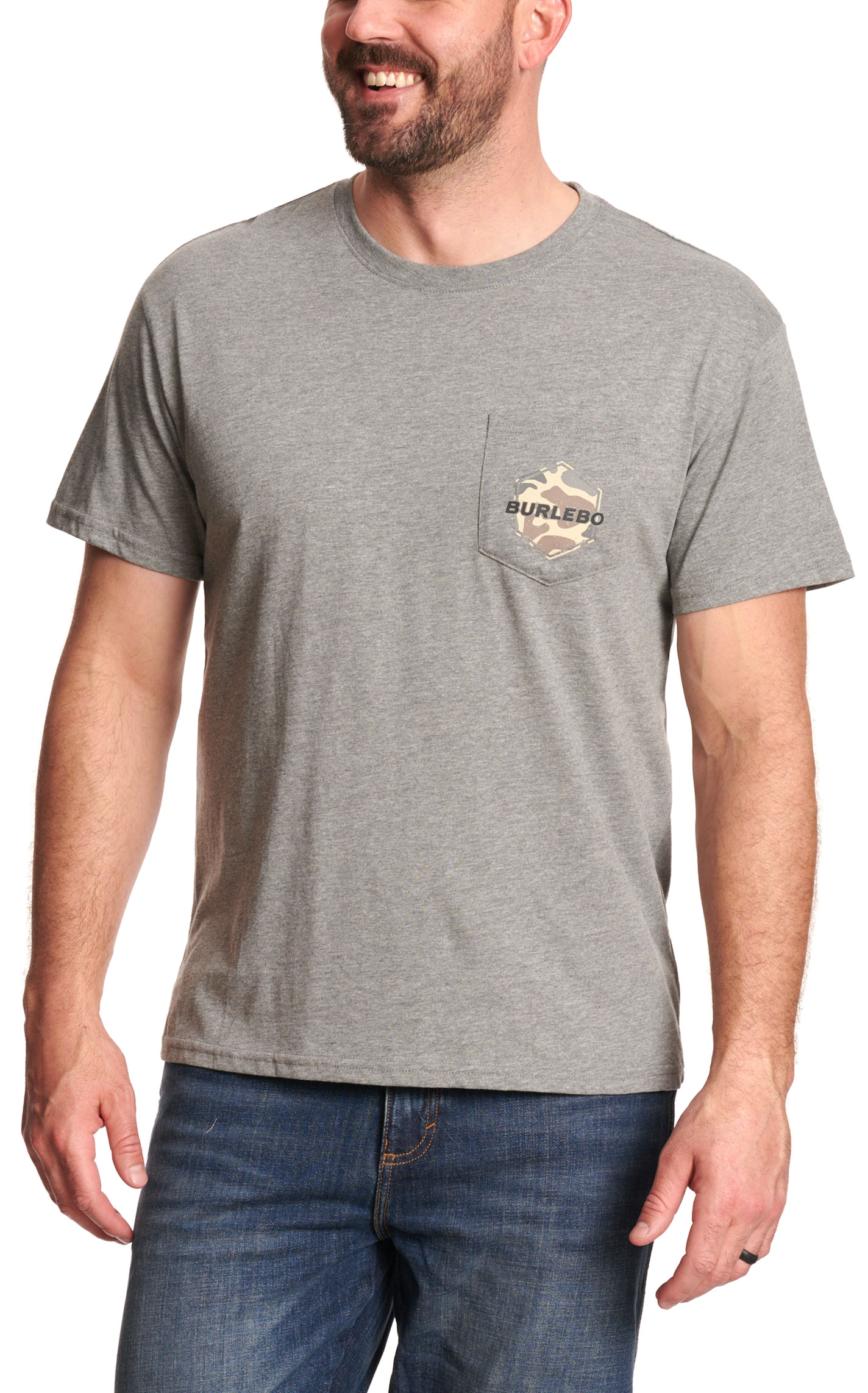 Burlebo Men's Gray Rad Dad Deer Camo Pocket T-Shirt - Image 1