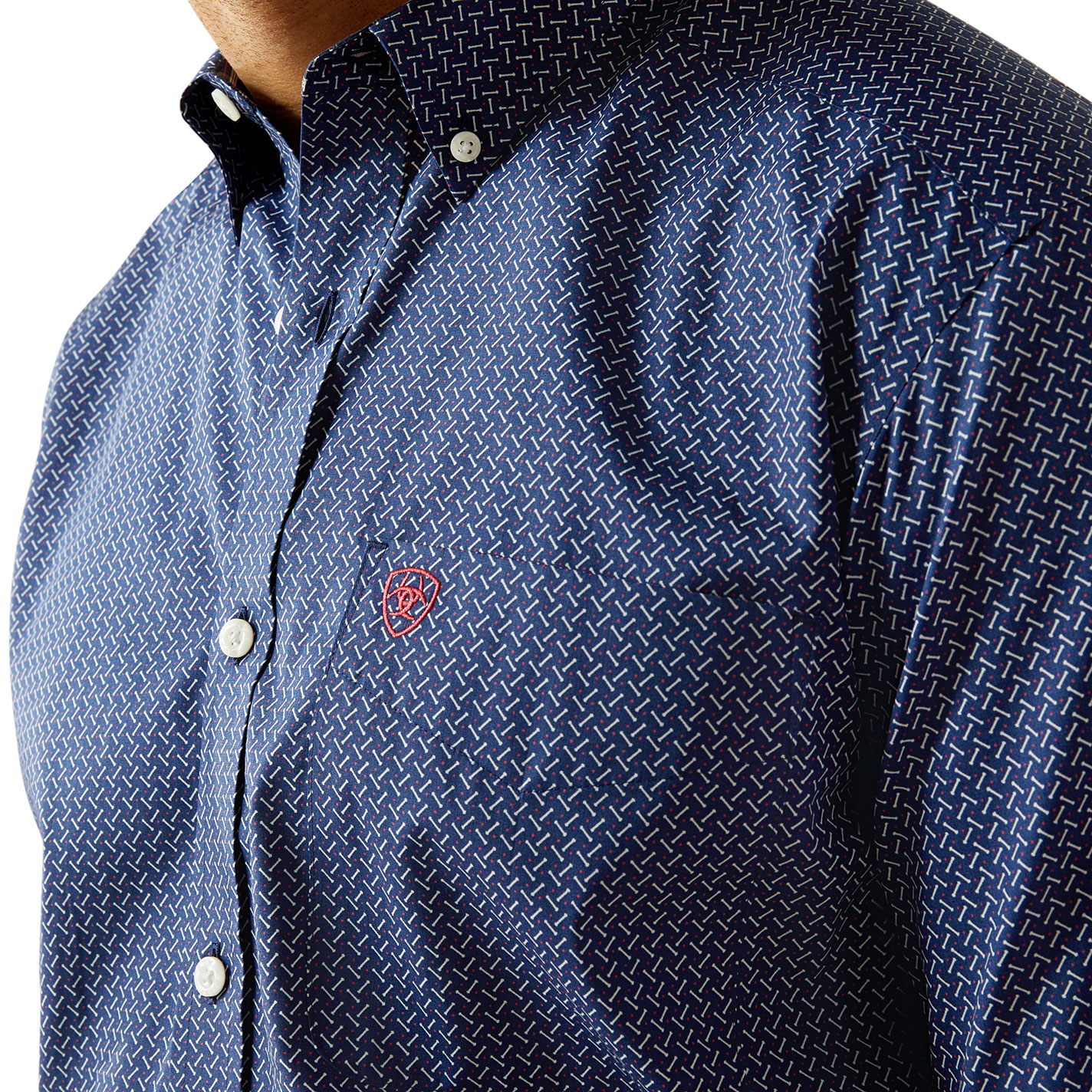 Ariat Men's Damien Navy Geo Print Western Shirt - Image 1
