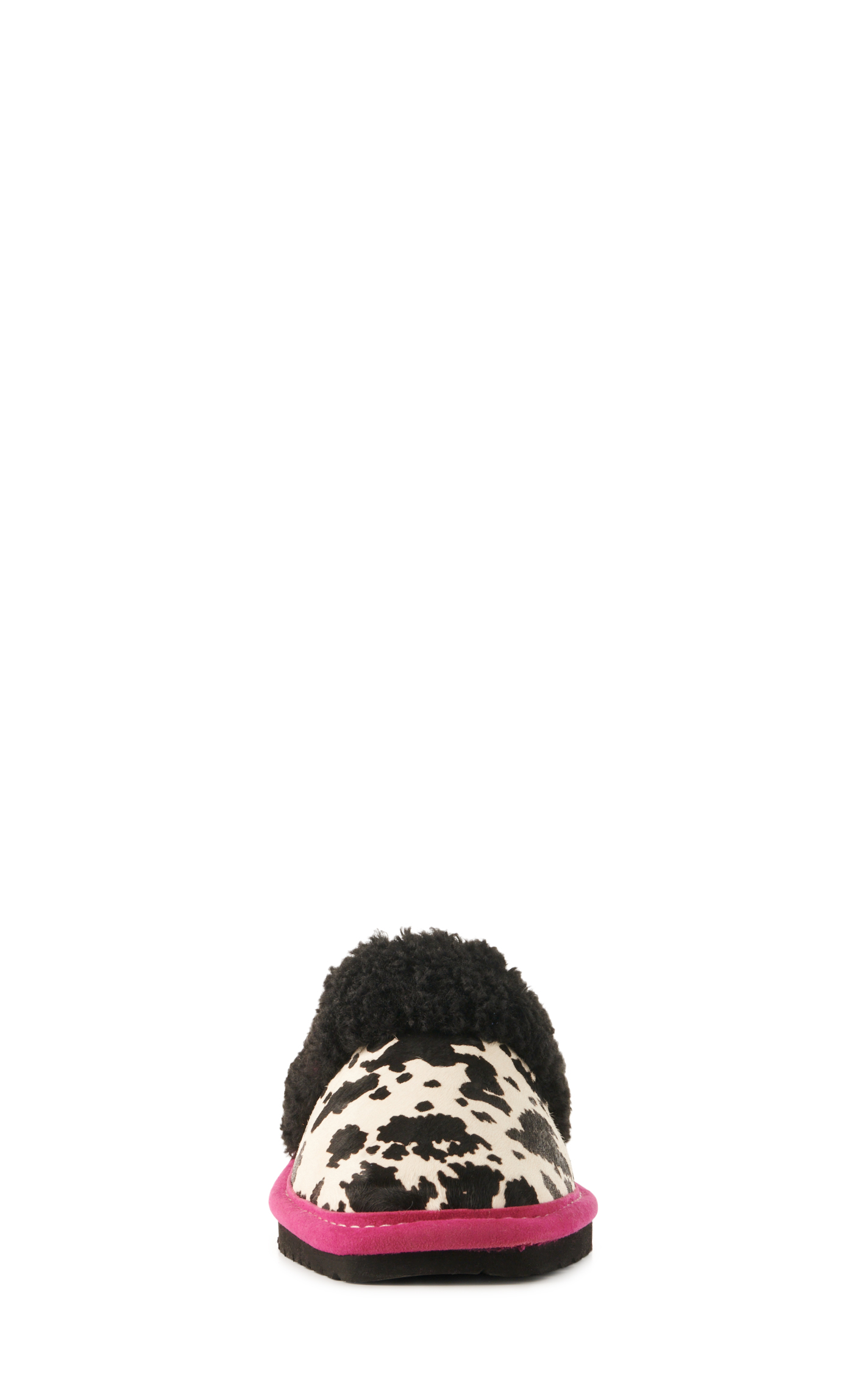 Ariat Women's Jackie White and Black Cow Print Hair Slippers - Image 1