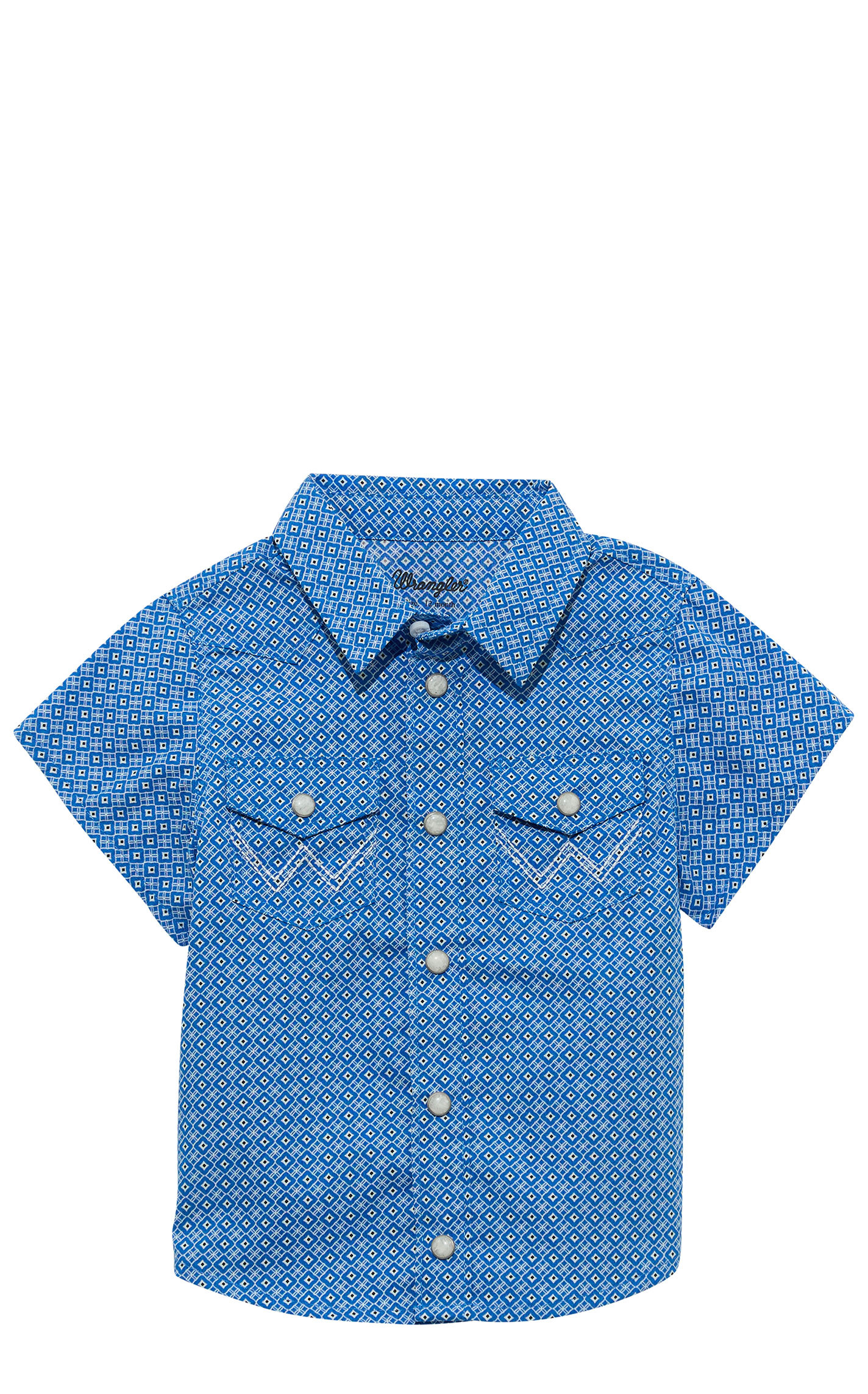 Wrangler Toddler Boy's Blue Geo Print Western Shirt - Image 1