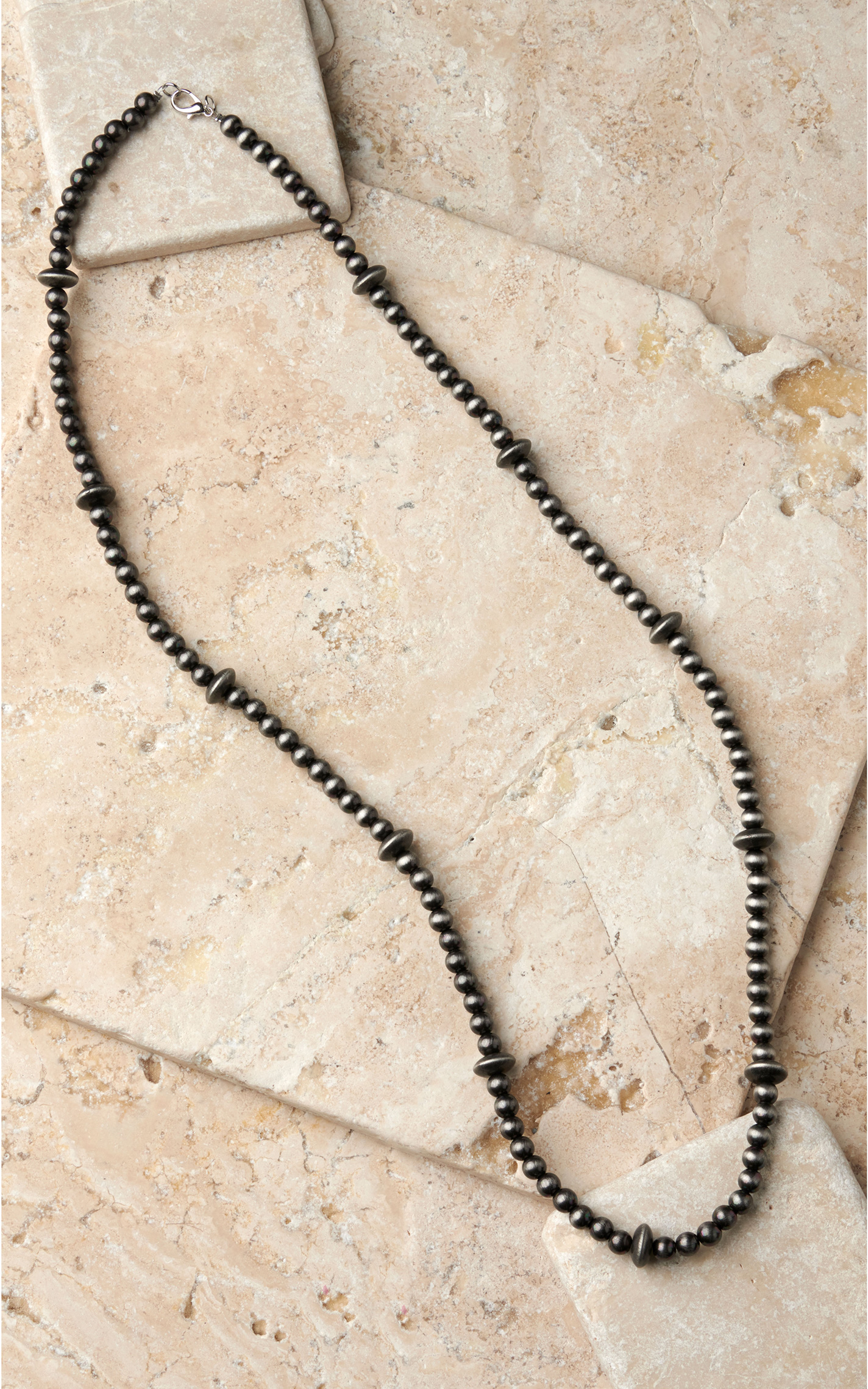 Rockin' C Women's Silver Navajo Pearls and Discs Beaded Long Necklace - Image 1