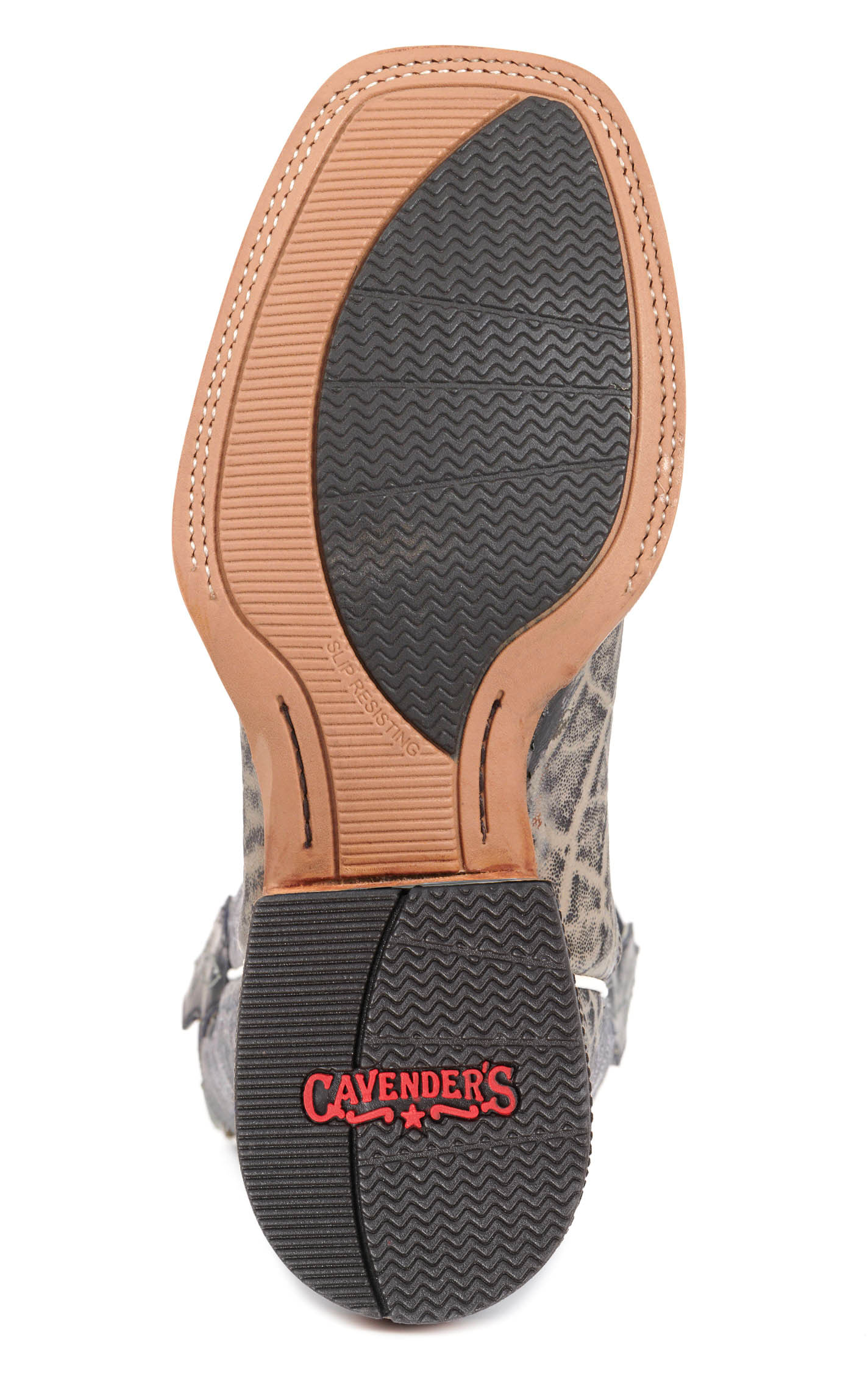 Cavender's Men's Intrepid Gray Elephant Print and Dark Blue Suede Wide Square Toe Cowboy Boots - Image 1