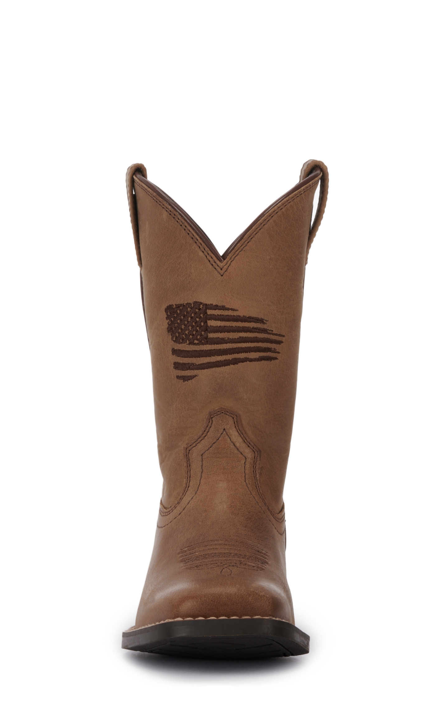 Ariat Youth Patriot 2.0 Weathered Tan with Flag Embroidery Square Toe Cowboy Boots - Image 1