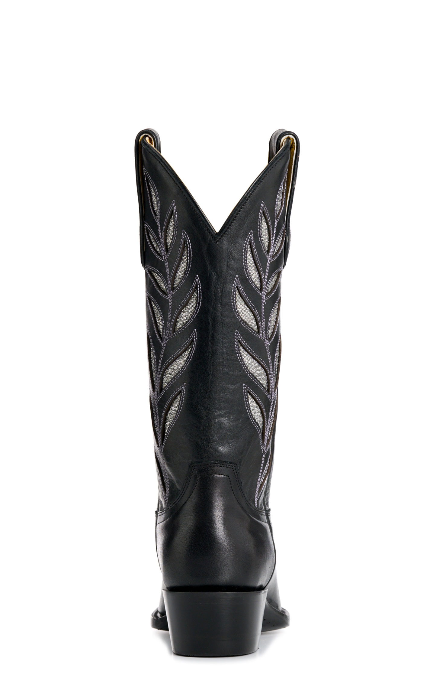 Cavender's Private Label Women's Black Silver Botanical Snip Toe Cowgirl Boots - Image 1