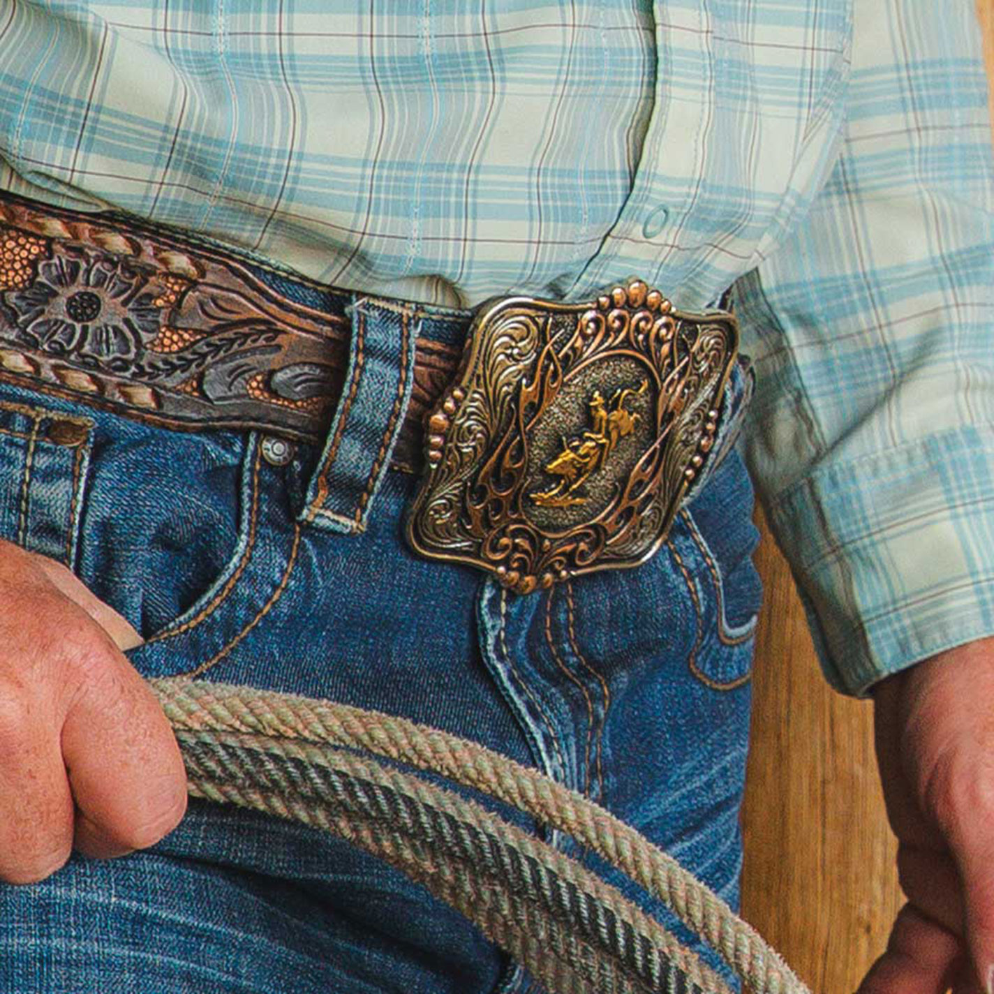 Montana Silversmiths Code of the West Silver & Bronze Bull Rider Belt Buckle - Image 3