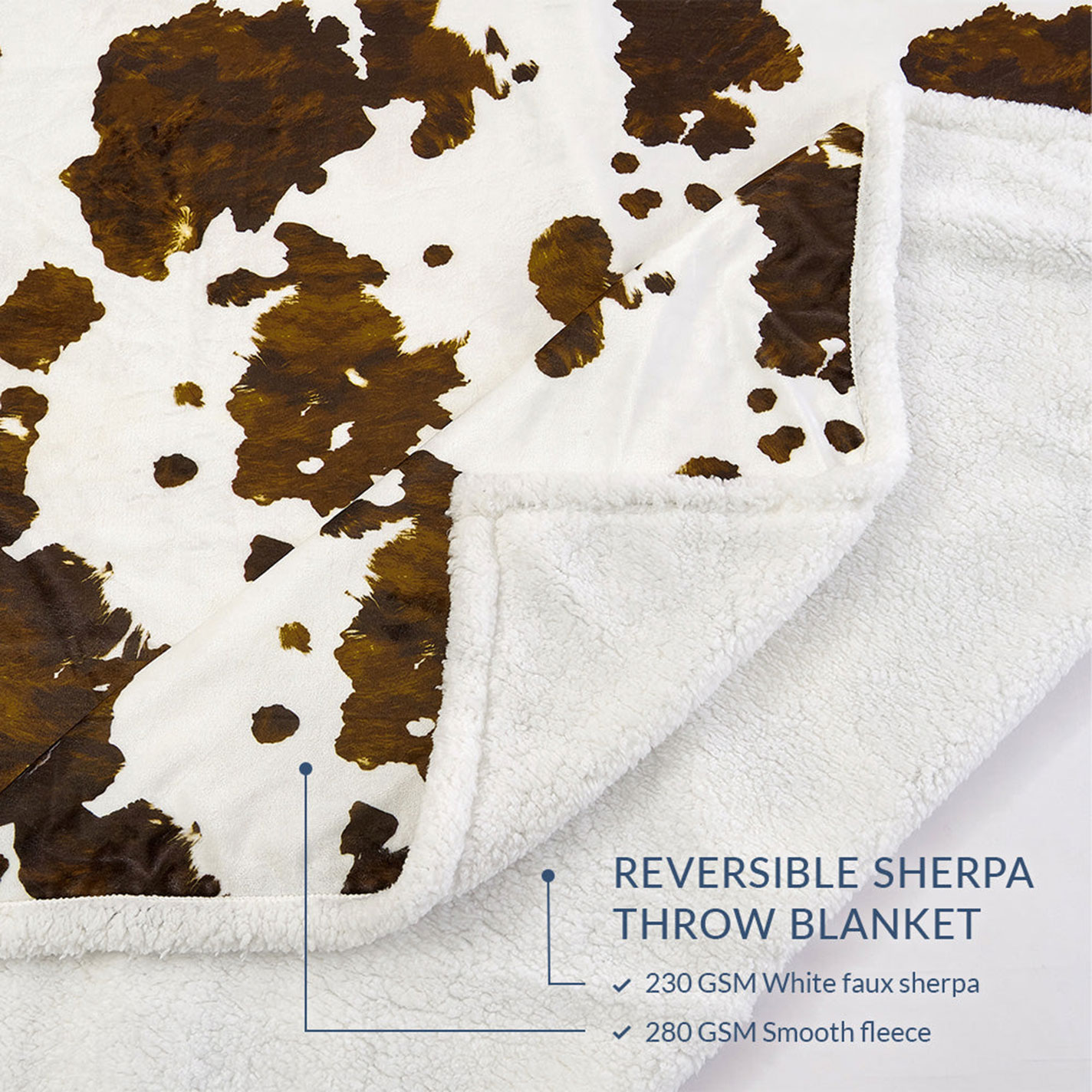 Indigo Hill Elsa Cowhide Campfire Sherpa Throw - Image 2
